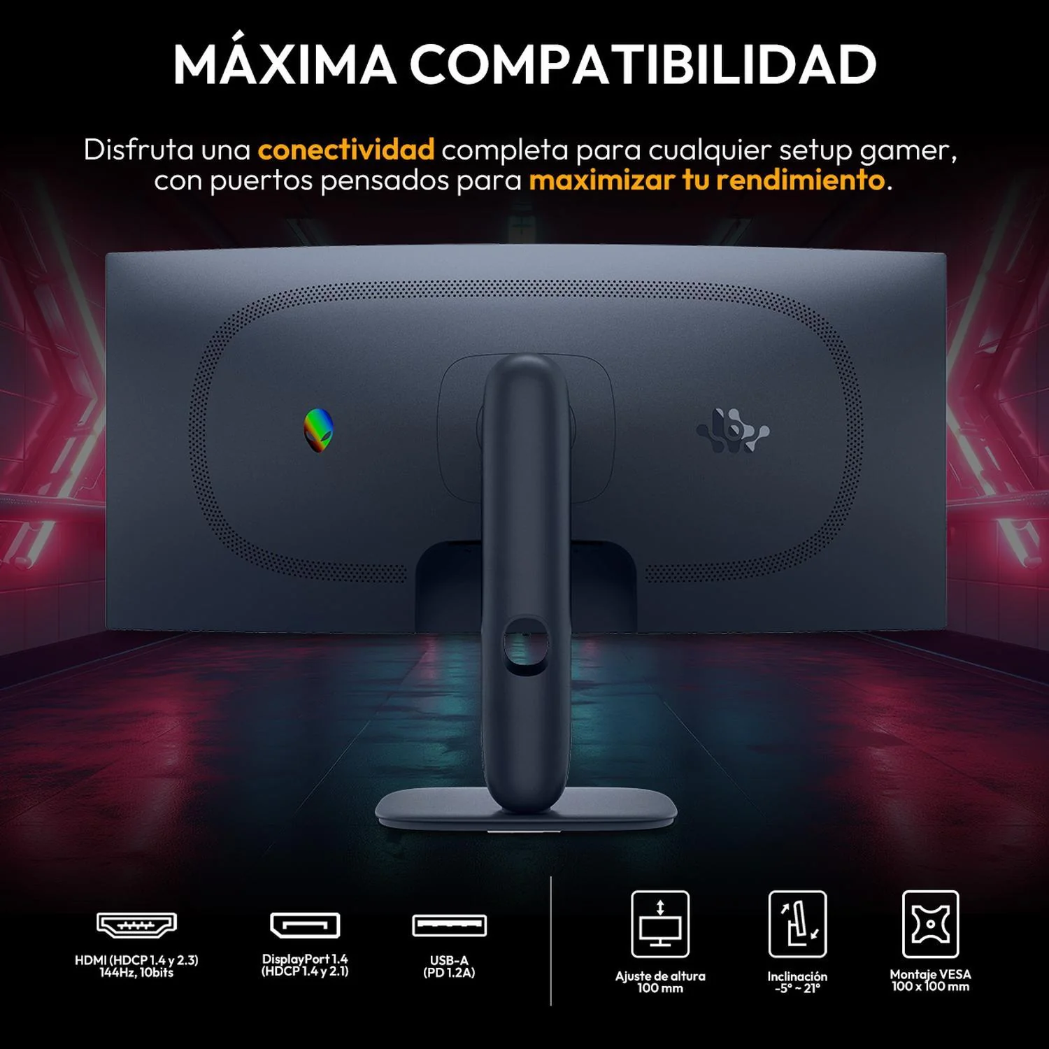 Monitor Gamer Curvo 34" ALIENWARE AW3425DWM VA WQHD 3440x1440 180Hz 1ms HDMI DP 1.4 Adaptive-Sync Open Box Graficos Fluidos para juegos Ultrapanoramicos - Image 6
