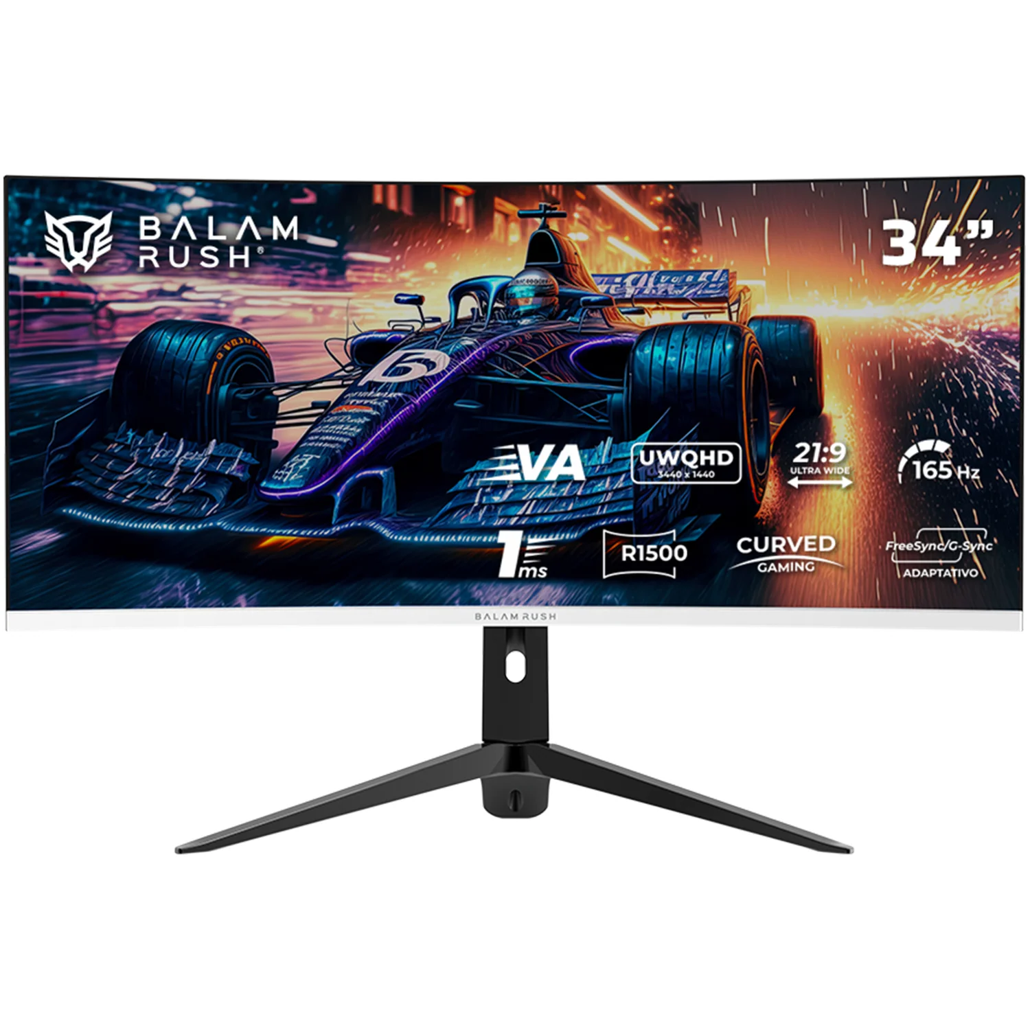 Monitor Gamer Curvo 34 BALAM RUSH EXTREME EARTH PRO MGP34C 1Ms 165Hz UWQHD VA LED HDMI Altavoces FreeSync/G-Sync Blanco BR-940696