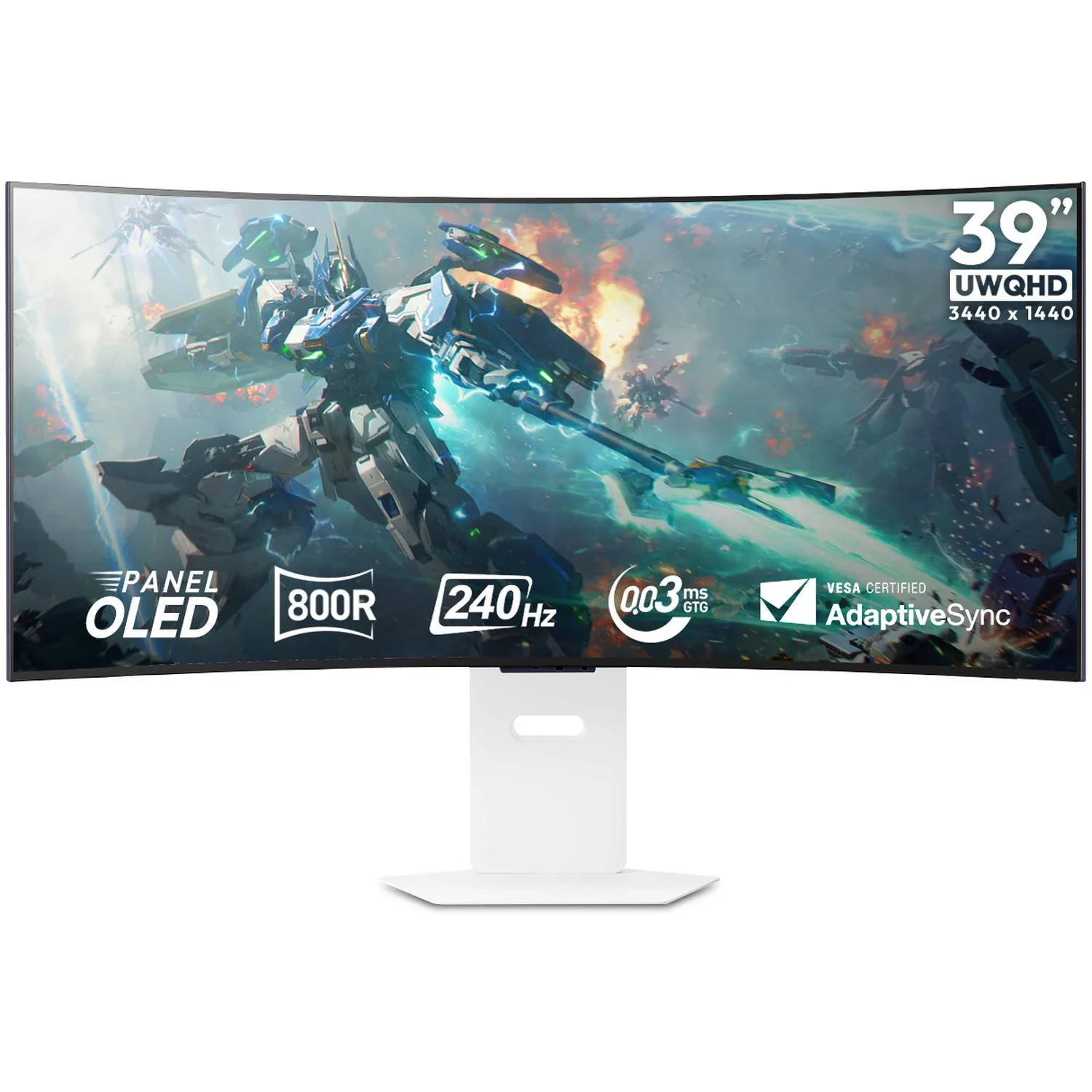 Monitor Gamer Curvo 39" LG UltraGear 39GX90SA-W 0.03ms 240Hz Ultra Wide QHD OLED USB-C DisplayPort 1.4 Altavoces Adaptive Sync Blanco