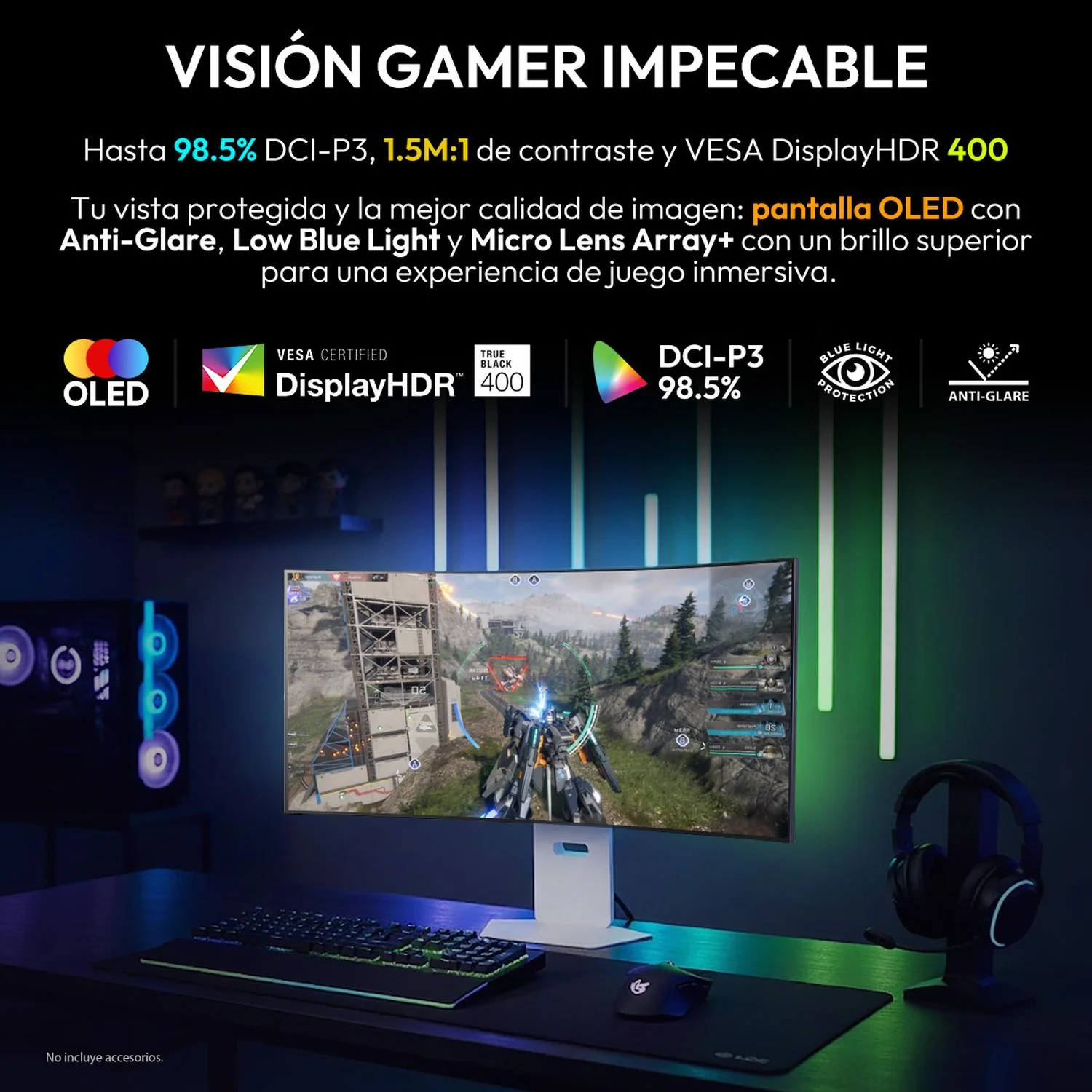 Monitor Gamer Curvo 39" LG UltraGear 39GX90SA-W 0.03ms 240Hz Ultra Wide QHD OLED USB-C DisplayPort 1.4 Altavoces Adaptive Sync Blanco - Image 5