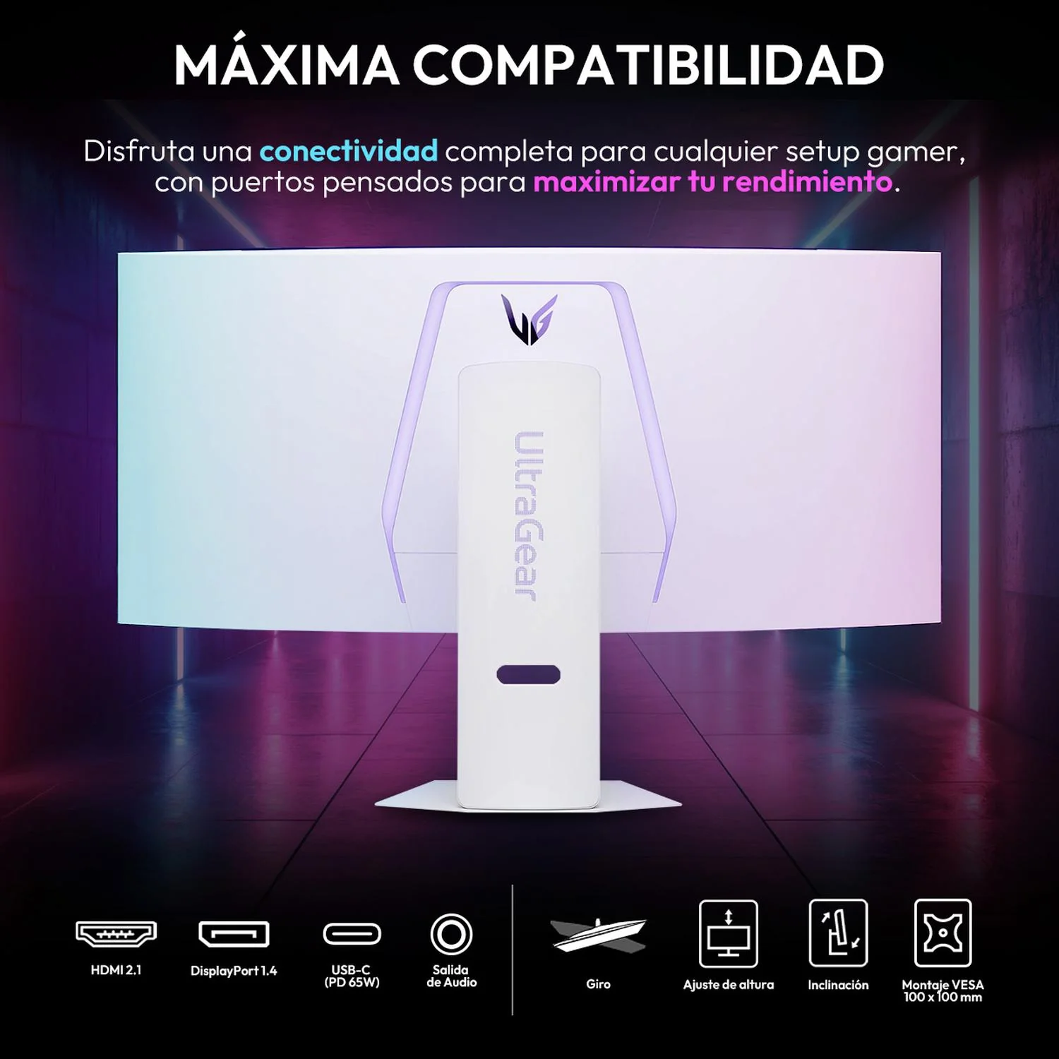 Monitor Gamer Curvo 39" LG UltraGear 39GX90SA-W 0.03ms 240Hz Ultra Wide QHD OLED USB-C DisplayPort 1.4 Altavoces Adaptive Sync Blanco - Image 6