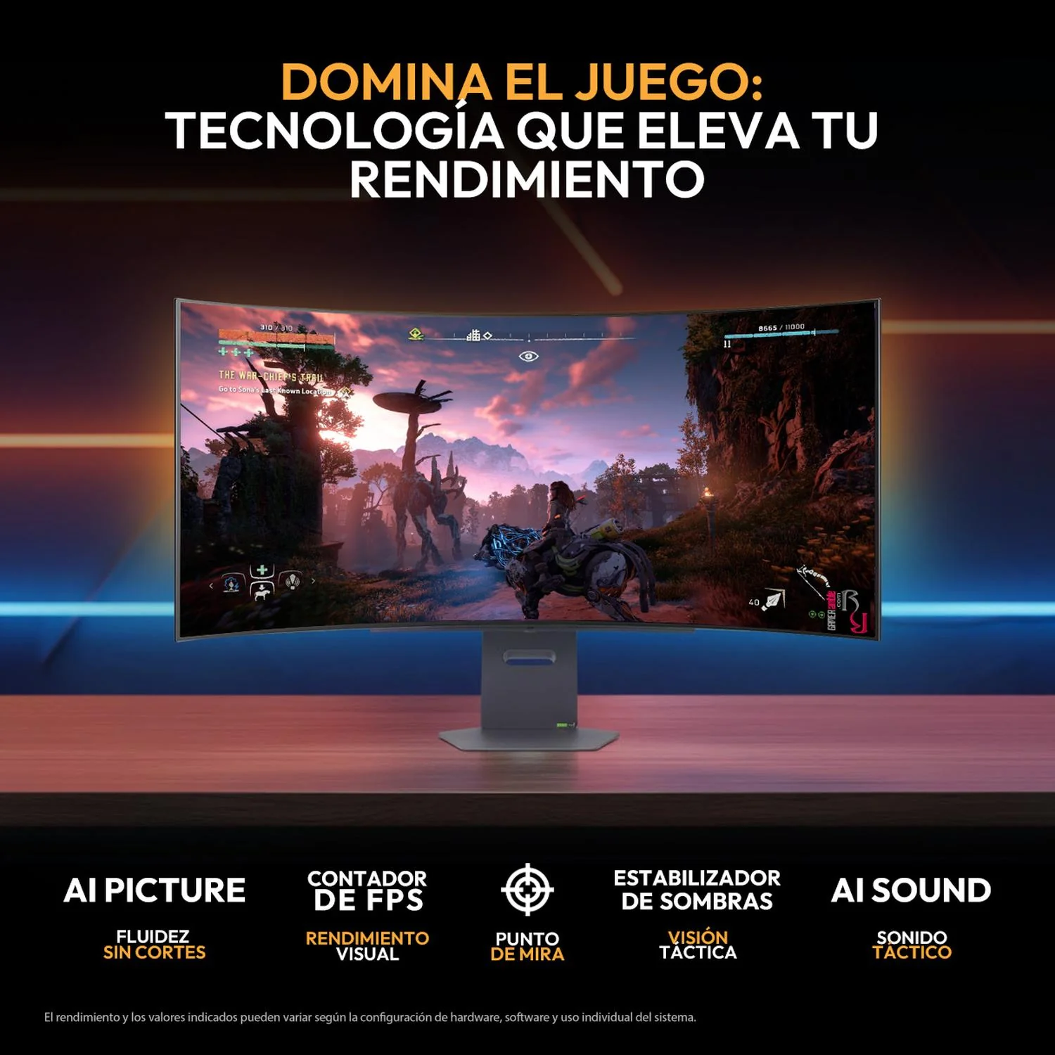 Monitor Gamer Curvo 45" LG UltraGear 45GX90SA-B 0.03ms 240Hz Ultra Wide QHD OLED USB-C DisplayPort 1.4 Altavoces Adaptive Sync - Image 4