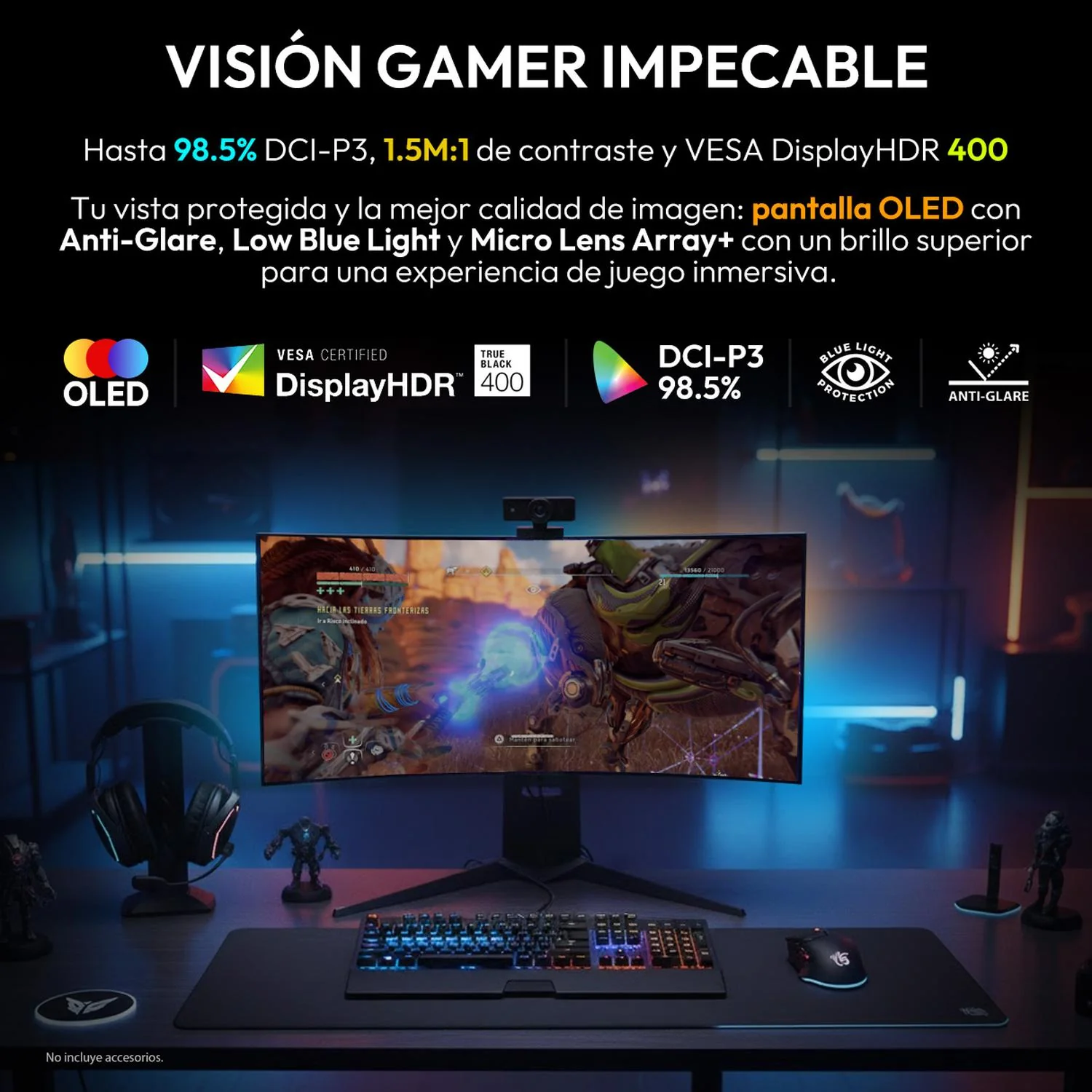 Monitor Gamer Curvo 45" LG UltraGear 45GX90SA-B 0.03ms 240Hz Ultra Wide QHD OLED USB-C DisplayPort 1.4 Altavoces Adaptive Sync - Image 5