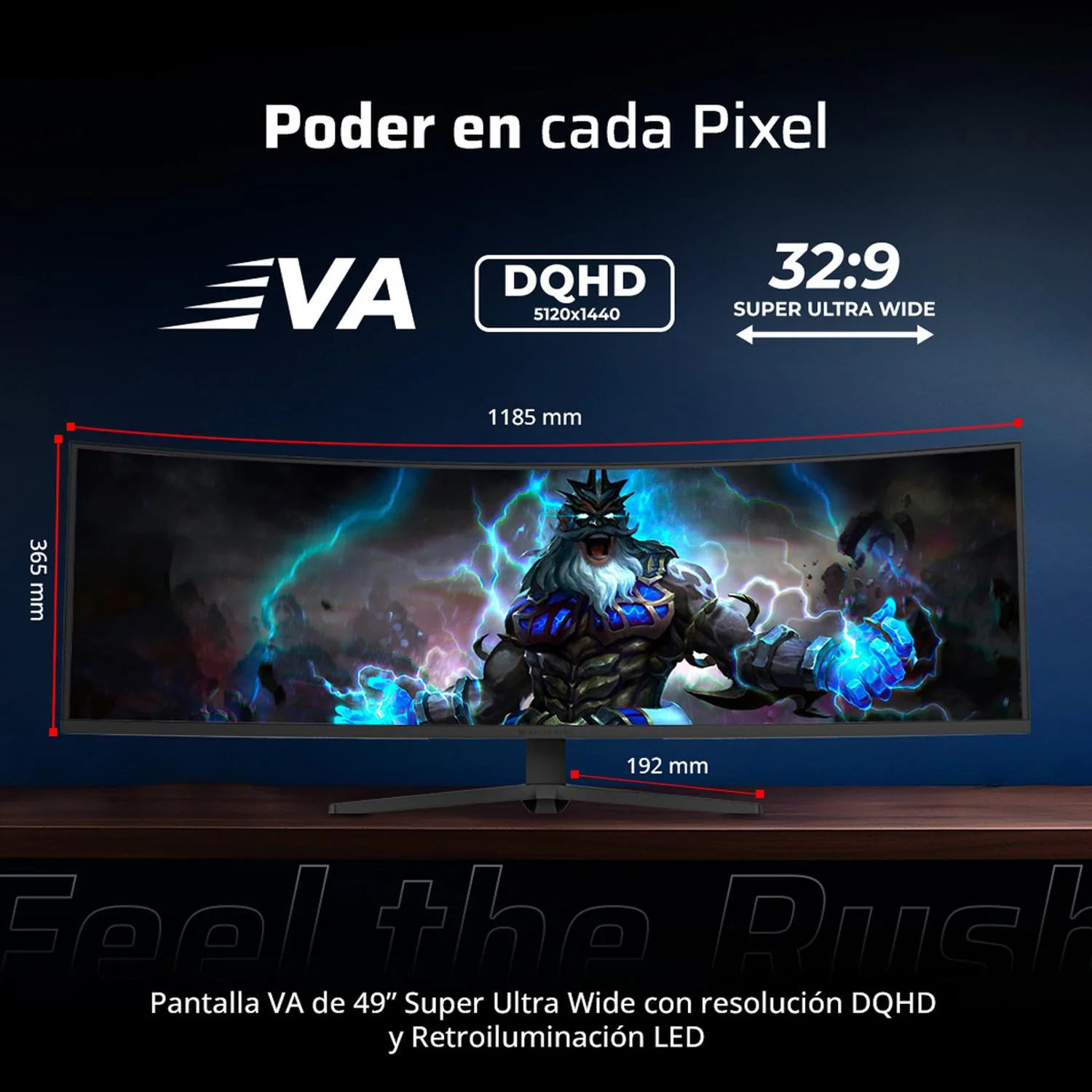 Monitor Gamer Curvo 49" BALAM RUSH COSMOS TITAN MCT49X DQHD 120Hz 1ms VA Adaptive-Sync HDMI DP USB-C RGB Negro BR-944144 Precisión Profesional Máxima - Image 2