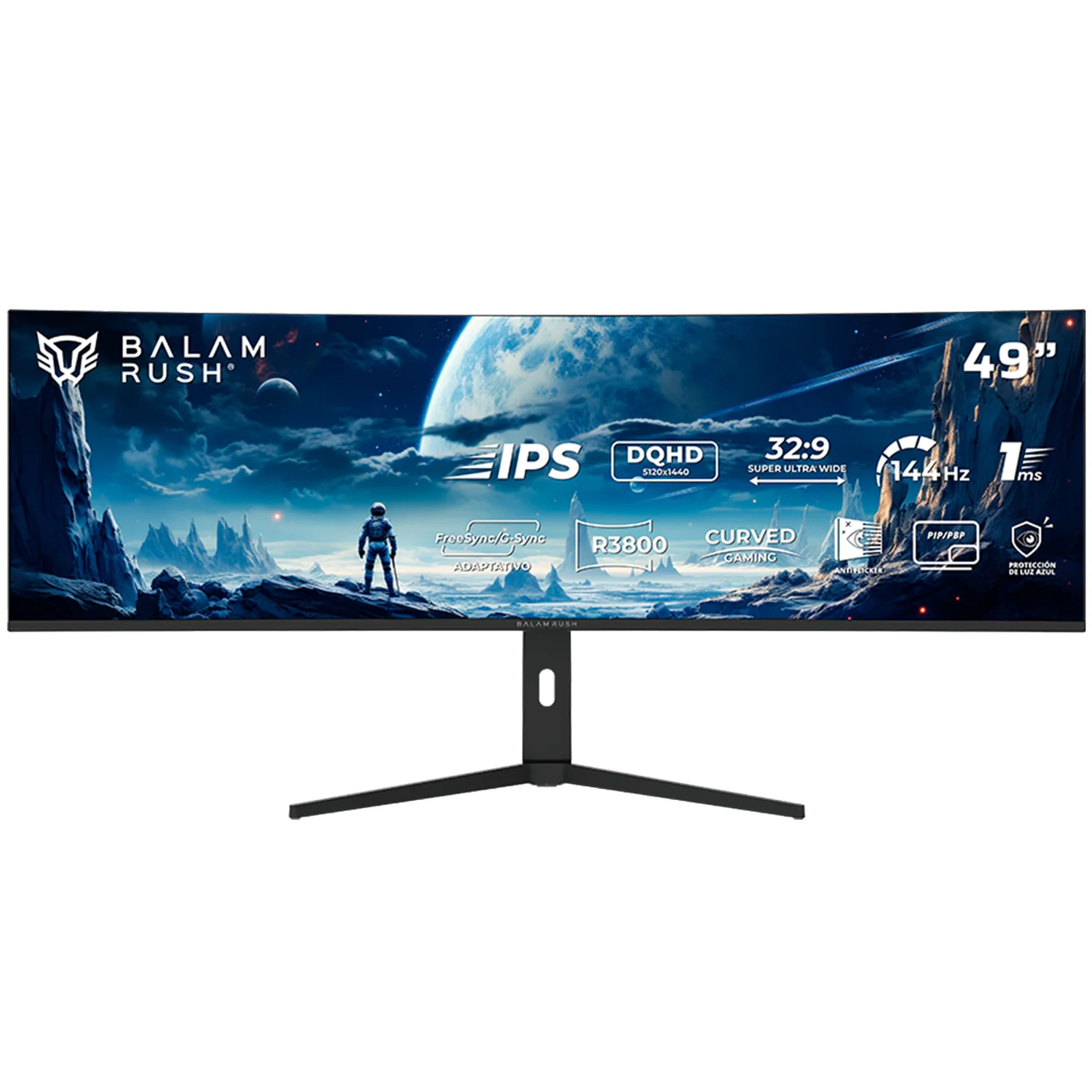 Monitor Gamer Curvo 49 BALAM RUSH EXORVIT EARTH MZX49C 1ms 144Hz DQHD IPS LED HDMI USB-C Altavoces FreeSync/G-Sync Negro BR-940665