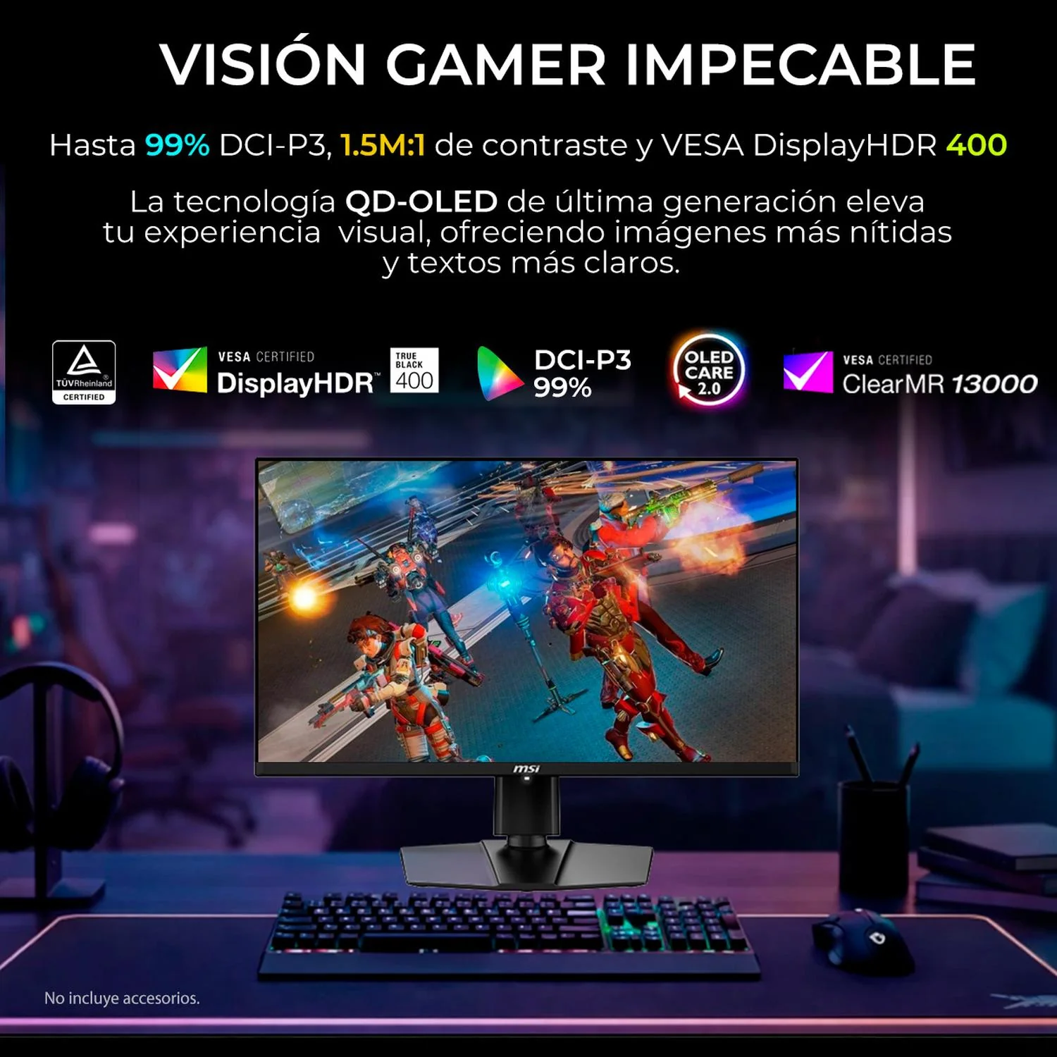 Monitor Gamer OLED 27" MSI MAG 271QPX QD-OLED WQHD 2560x1440 360Hz 0.03ms HDMI 2.1 DP 1.4a USB-C Adaptive Sync Garantia OLED 3 Años - Image 5