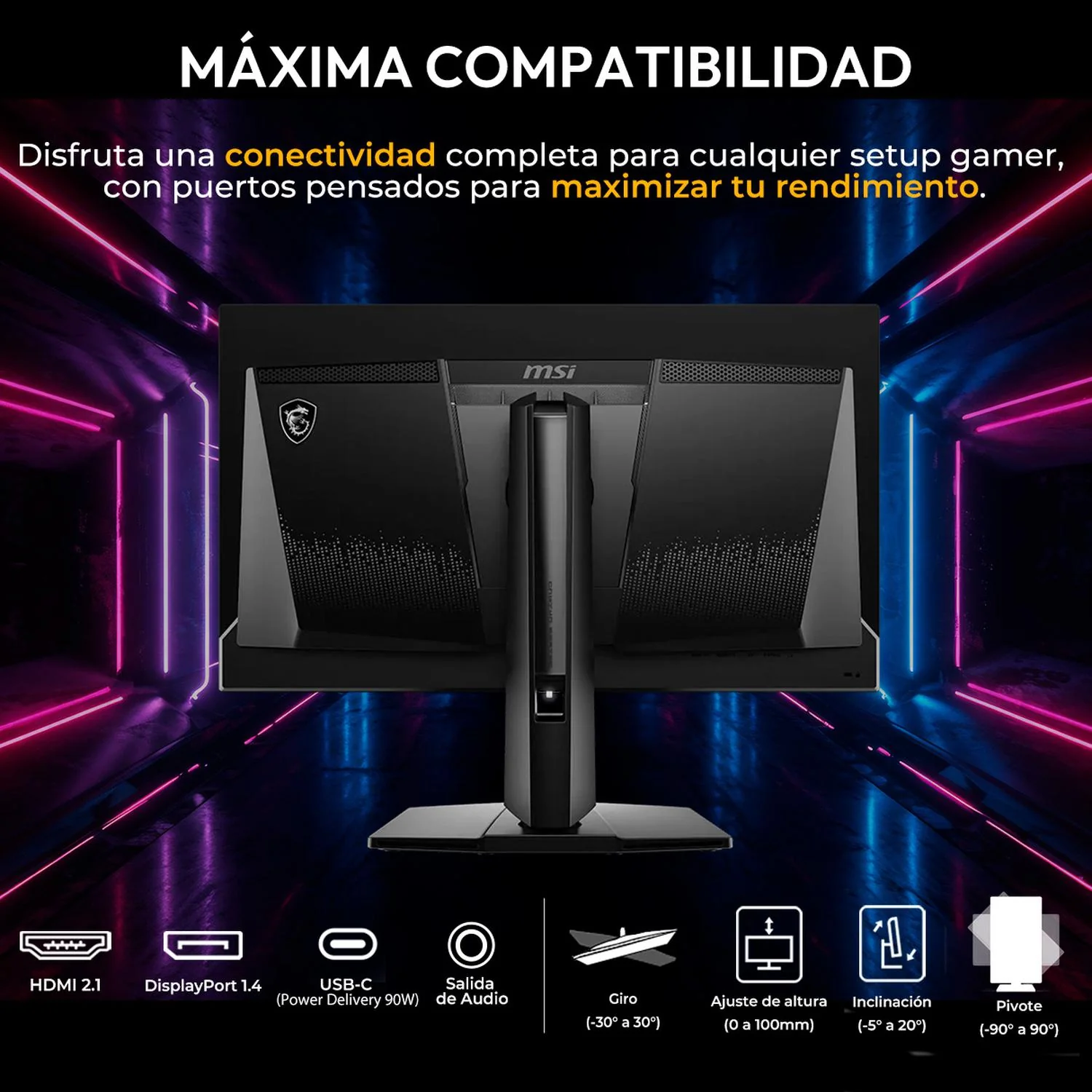 Monitor Gamer OLED 27" MSI MAG 271QPX QD-OLED WQHD 2560x1440 360Hz 0.03ms HDMI 2.1 DP 1.4a USB-C Adaptive Sync Garantia OLED 3 Años - Image 6