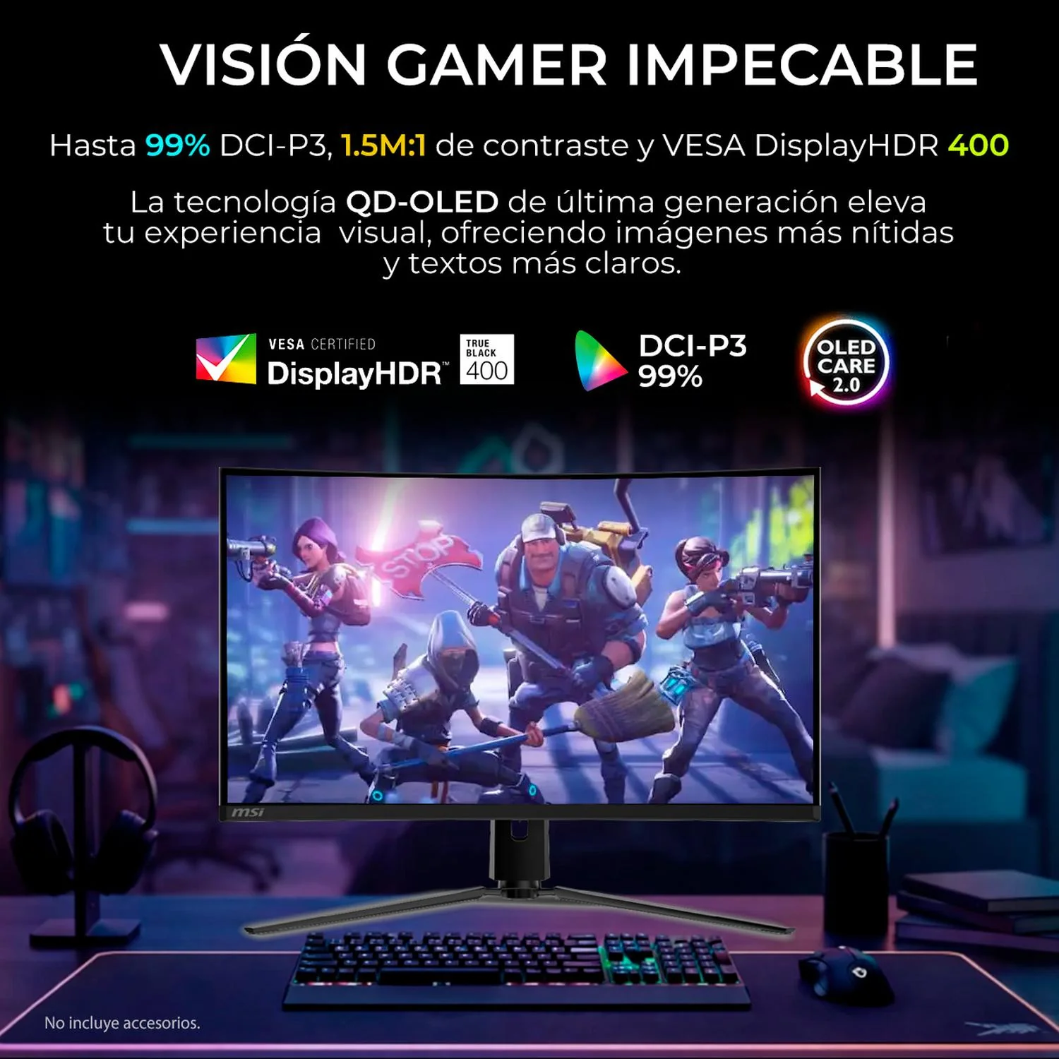 Monitor Gamer OLED 4K Curvo 32" MSI MPG 321CURX QD-OLED UHD 3840x2160 240Hz 0.03ms HDMI 2.1 DP 1.4a USB-C Nvidia G-Sync Garantia OLED 3 Años - Image 5