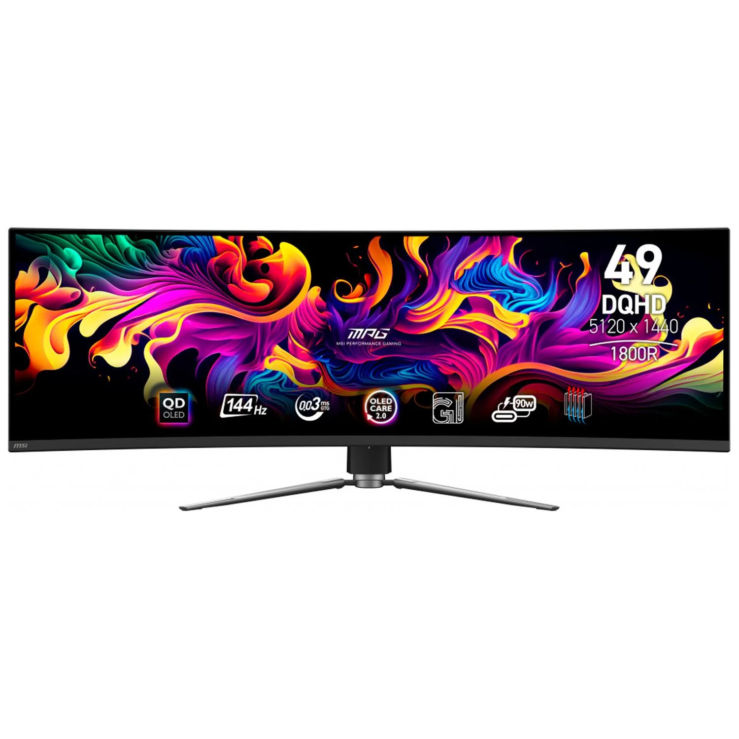 Monitor Gamer OLED Curvo 49" MSI MPG 491CQP QD-OLED DQHD 5120x1440 144Hz 0.03ms HDMI 2.1 DP 1.4a USB-C Adaptive Sync Garantia OLED 3 Años