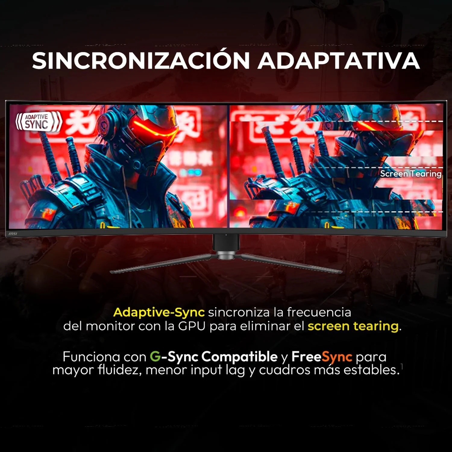 Monitor Gamer OLED Curvo 49" MSI MPG 491CQP QD-OLED DQHD 5120x1440 144Hz 0.03ms HDMI 2.1 DP 1.4a USB-C Adaptive Sync Garantia OLED 3 Años - Image 3