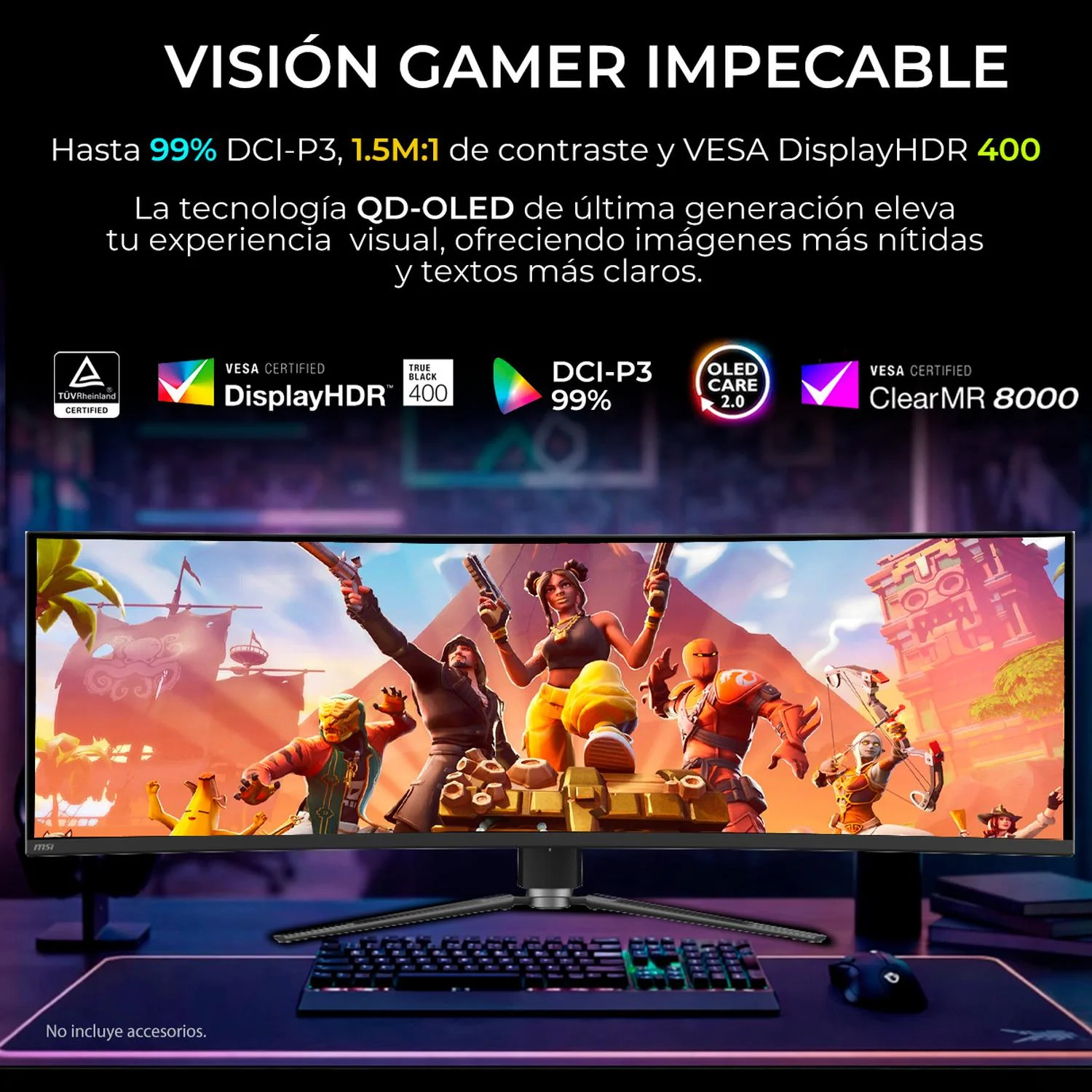 Monitor Gamer OLED Curvo 49" MSI MPG 491CQP QD-OLED DQHD 5120x1440 144Hz 0.03ms HDMI 2.1 DP 1.4a USB-C Adaptive Sync Garantia OLED 3 Años - Image 5
