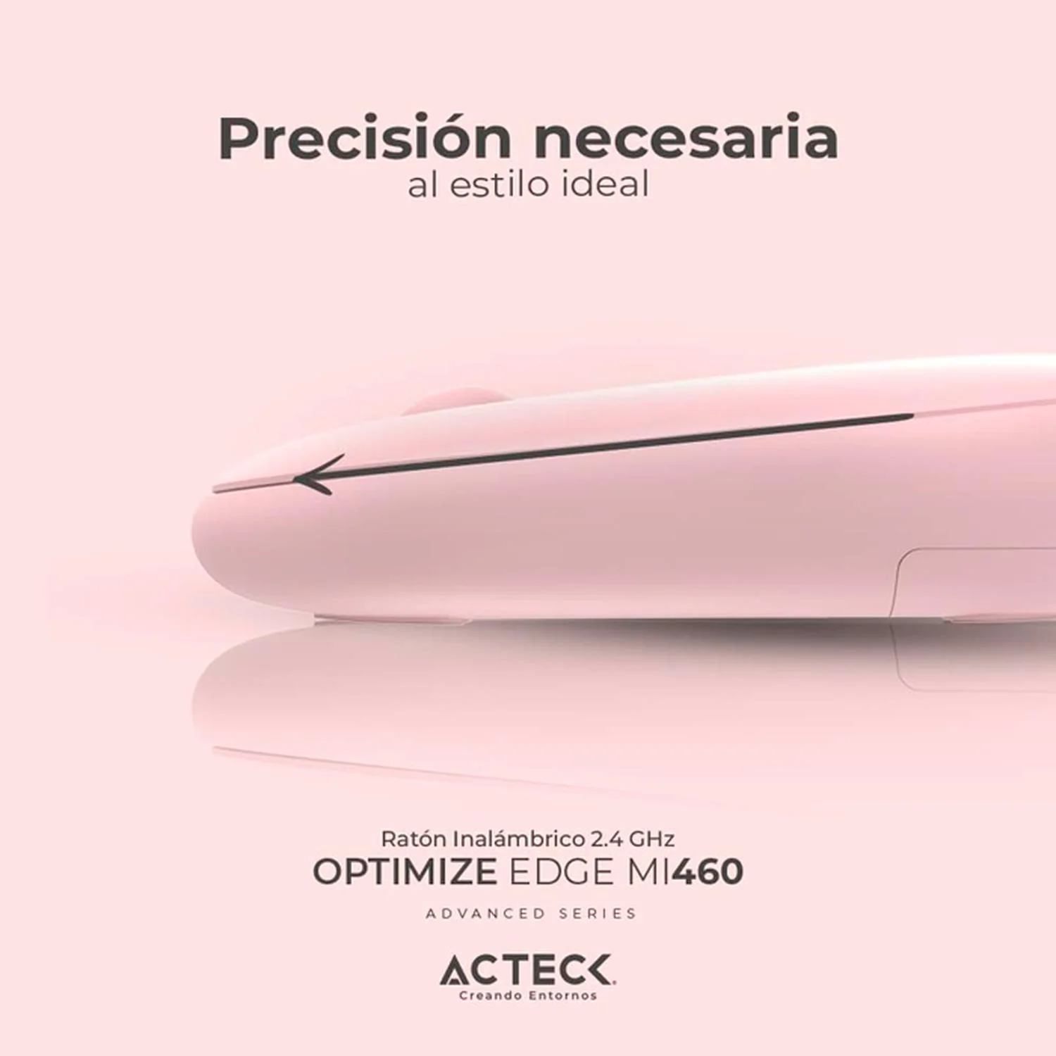 Mouse ACTECK OPTIMIZE EDGE MI460 Ultra Delgado 1600dpi 2 Botones Inalambrico USB 2.4 Ghz Rosa AC-934107 - Image 3
