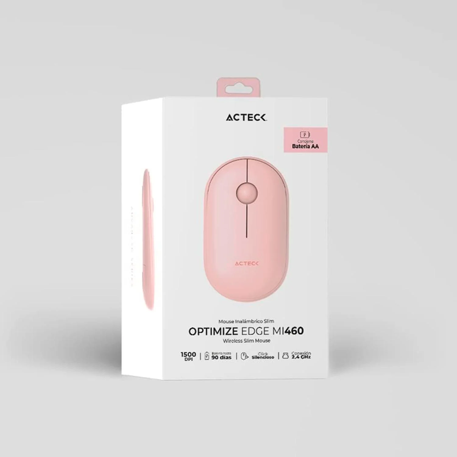 Mouse ACTECK OPTIMIZE EDGE MI460 Ultra Delgado 1600dpi 2 Botones Inalambrico USB 2.4 Ghz Rosa AC-934107 - Image 5