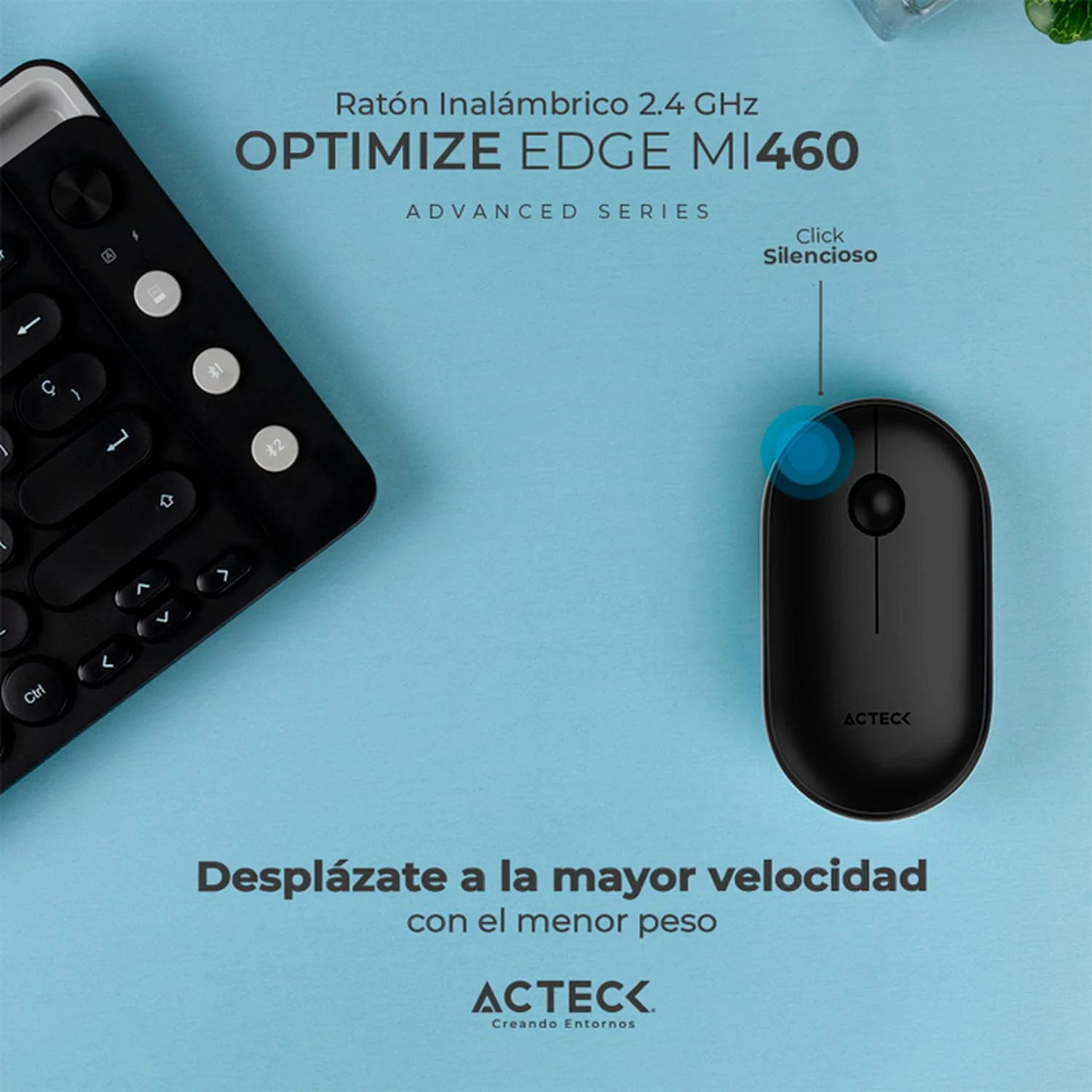 Mouse ACTECK OPTIMIZE EDGE MI460 Ultra Delgado 1600dpi 2 botones Inalambrico USB 2.4 Ghz Negro AC-934091 - Image 4