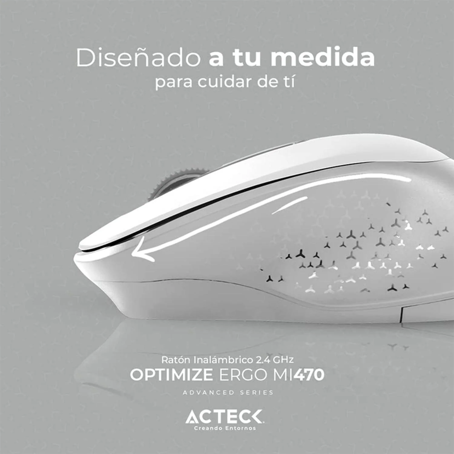 Mouse ACTECK OPTIMIZE ERGO MI470 1600dpi 2 botones Inalambrico USB 2.4 Ghz Blanco AC-934152 - Image 3