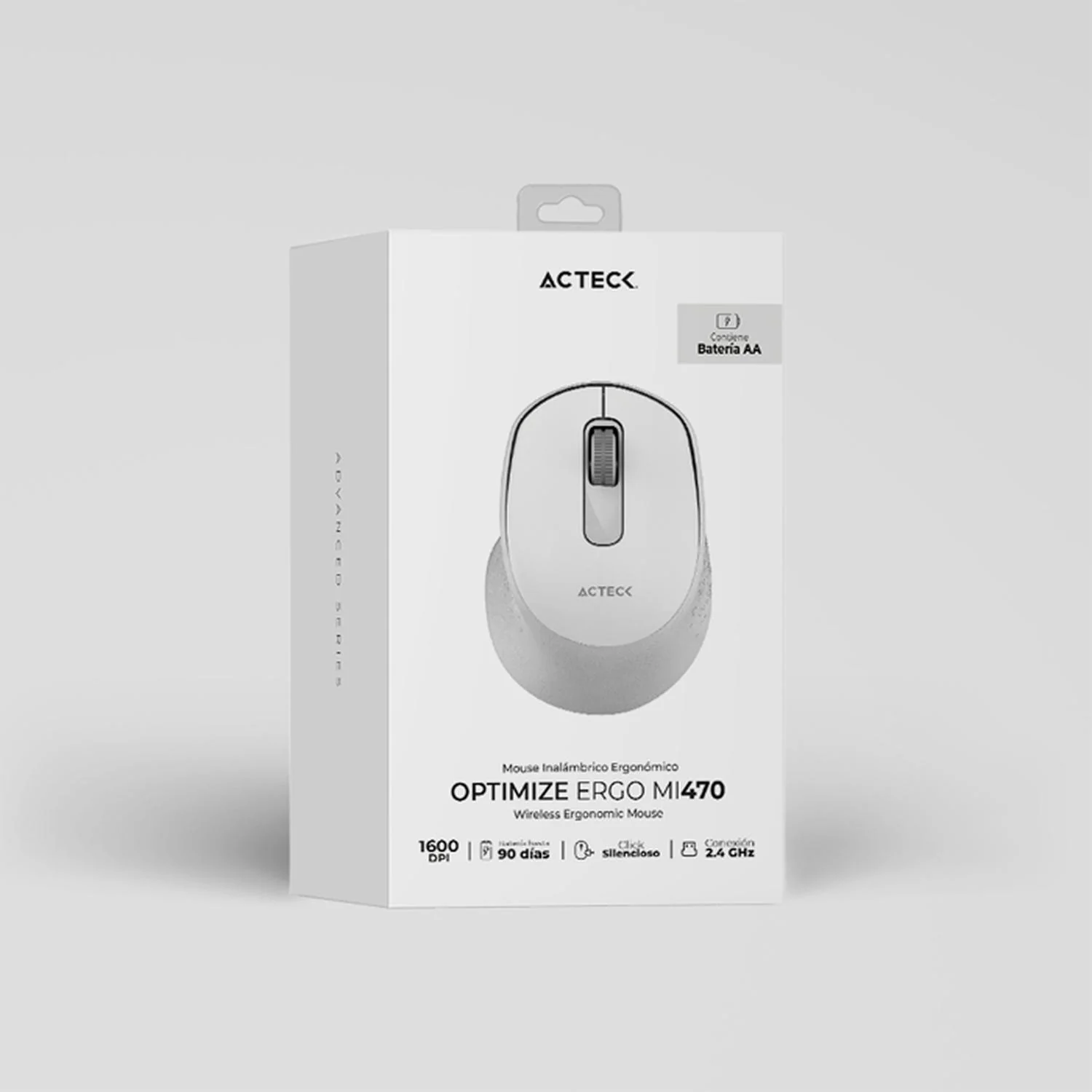 Mouse ACTECK OPTIMIZE ERGO MI470 1600dpi 2 botones Inalambrico USB 2.4 Ghz Blanco AC-934152 - Image 5