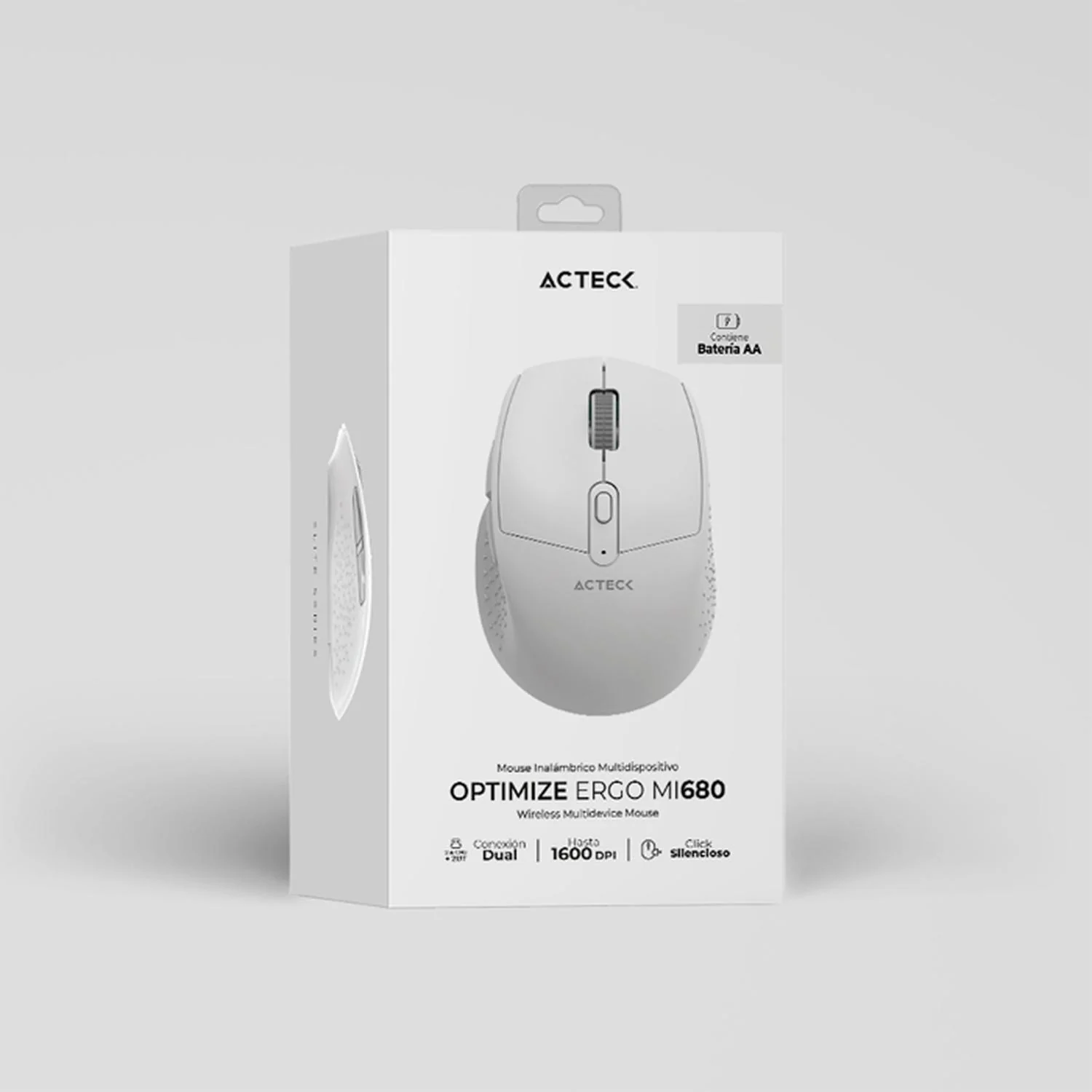 Mouse ACTECK OPTIMIZE ERGO MI680 1600dpi 6 botones Inalambrico USB 2.4 Ghz Blanco AC-934084 - Image 7