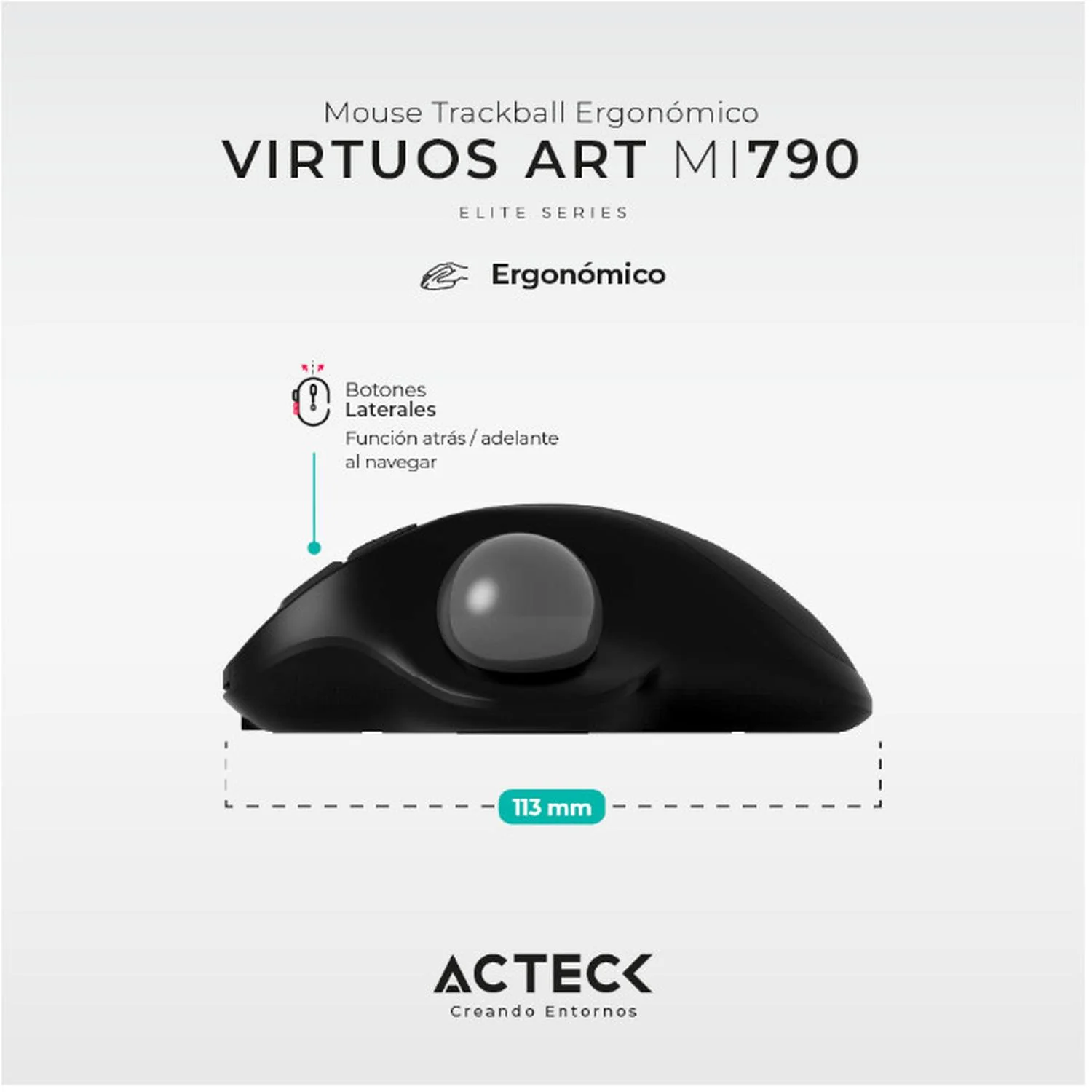 Mouse Ergonomico ACTECK VIRTUOS ART MI790 1600dpi Inalambrico 8 botones Negro AC-936309 - Image 4