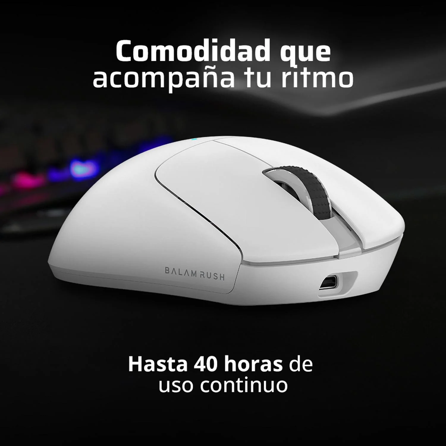 Mouse Gamer BALAM RUSH DRIFT PERFORM MG5 12000dpi 5 Botones Inalambrico 2.4GHz BT 5.1 Blanco BR-938556 Comodidad y precisión en el juego - Image 3