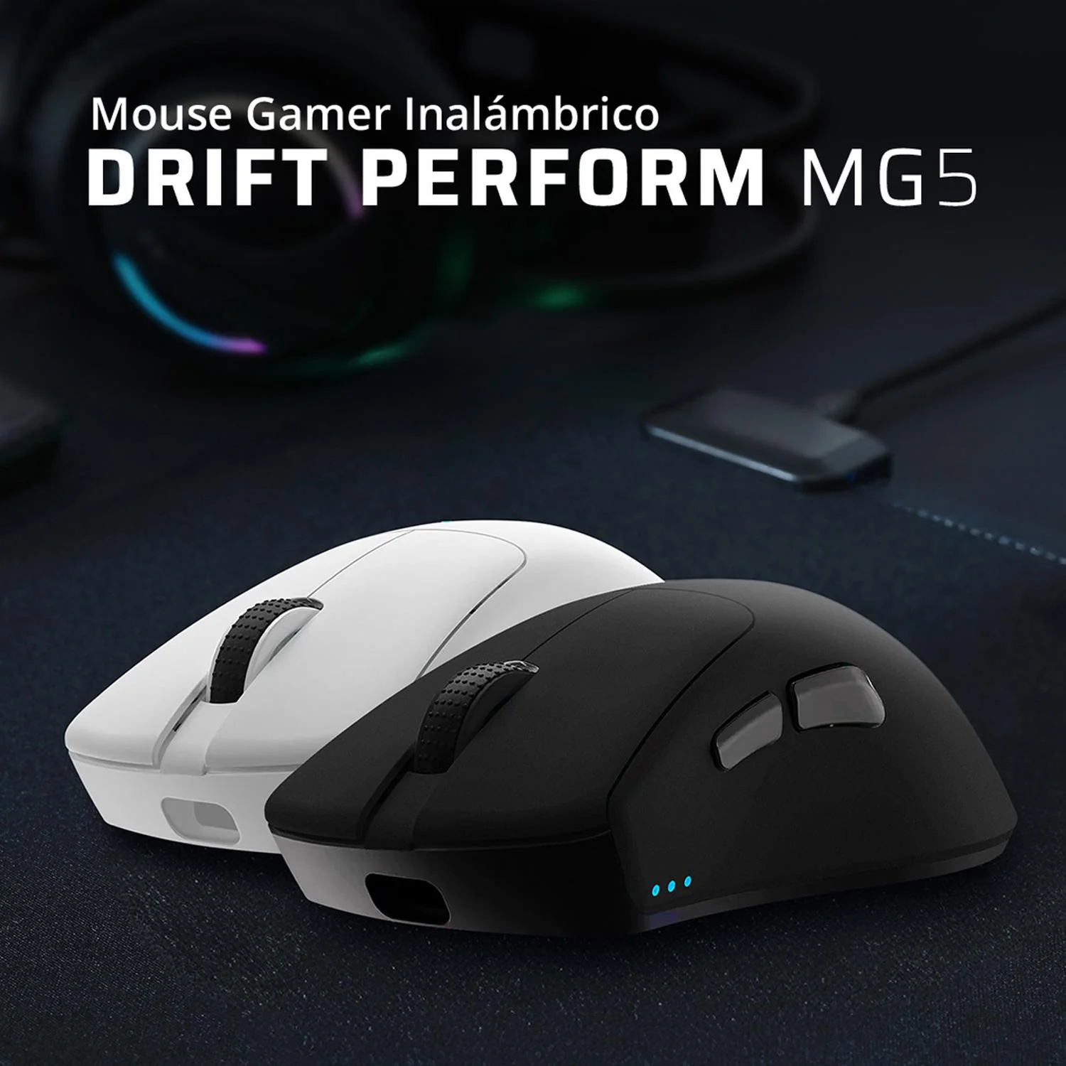 Mouse Gamer BALAM RUSH DRIFT PERFORM MG5 12000dpi 5 Botones Inalambrico 2.4GHz BT 5.1 Negro BR-938549 Comodidad y precisión en el juego - Image 5