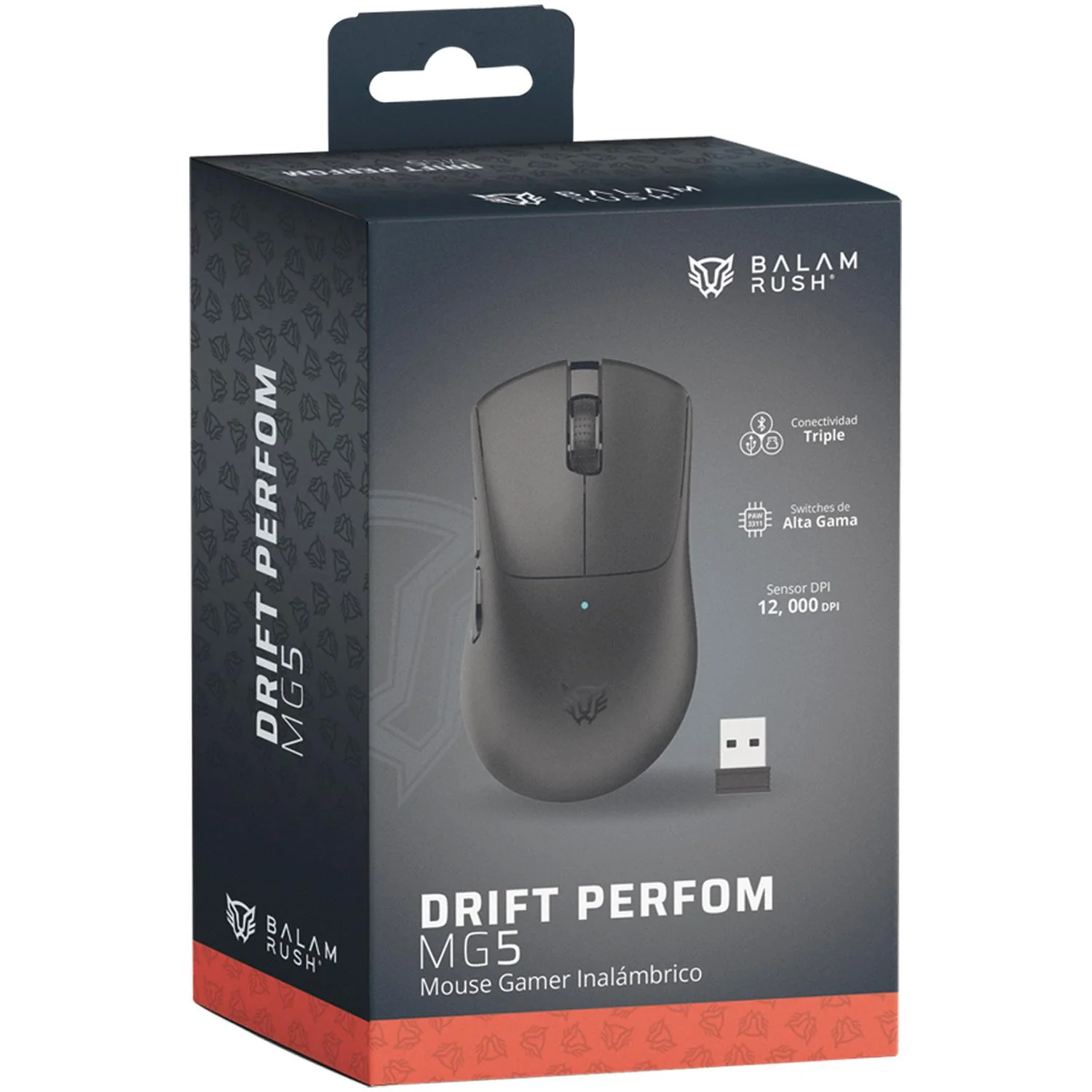 Mouse Gamer BALAM RUSH DRIFT PERFORM MG5 12000dpi 5 Botones Inalambrico 2.4GHz BT 5.1 Negro BR-938549 Comodidad y precisión en el juego - Image 6