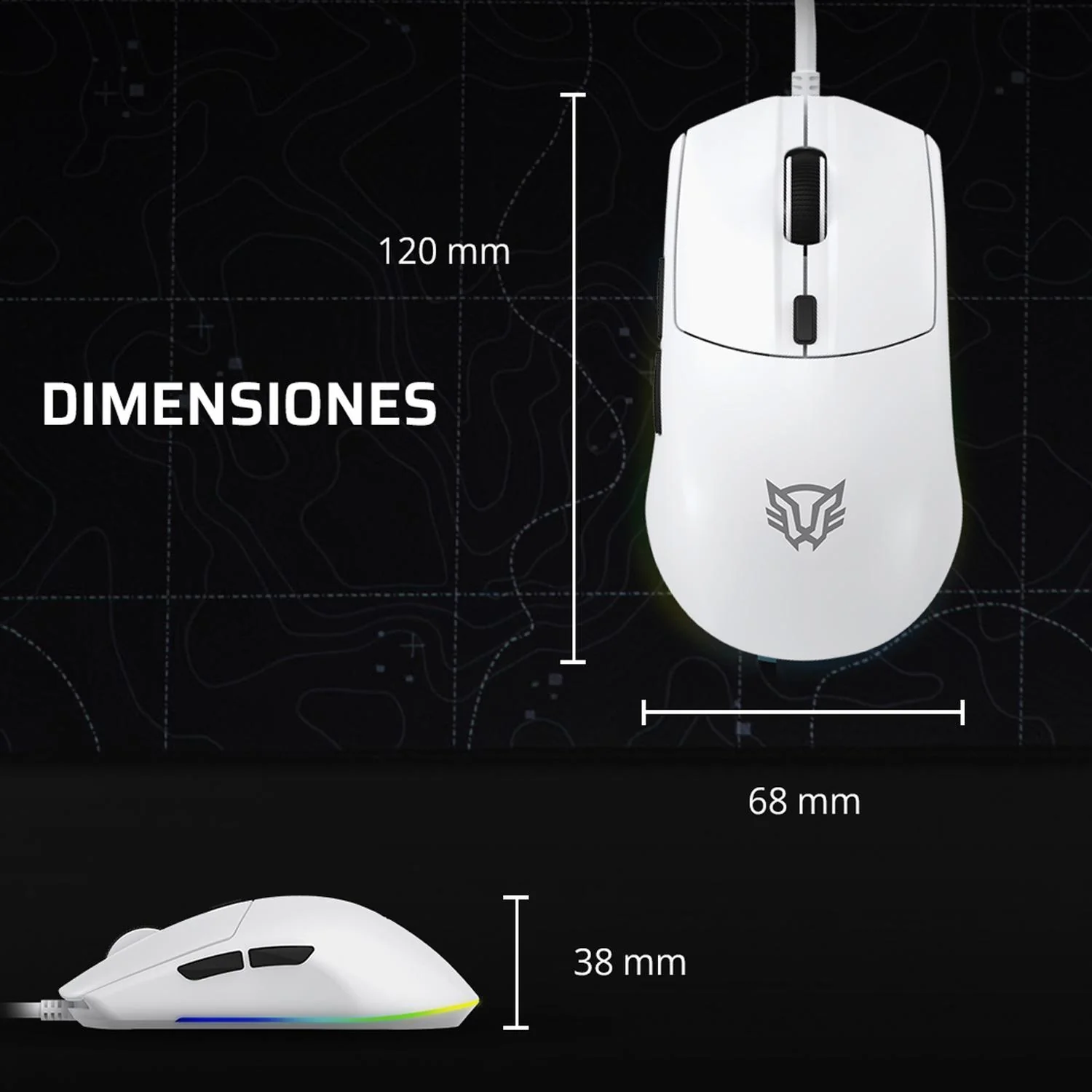 Mouse Gamer BALAM RUSH DRIFT PLUS MG3 7200dpi 6 Botones RGB Blanco BR-943529 Máxima comodidad y Precision - Image 3