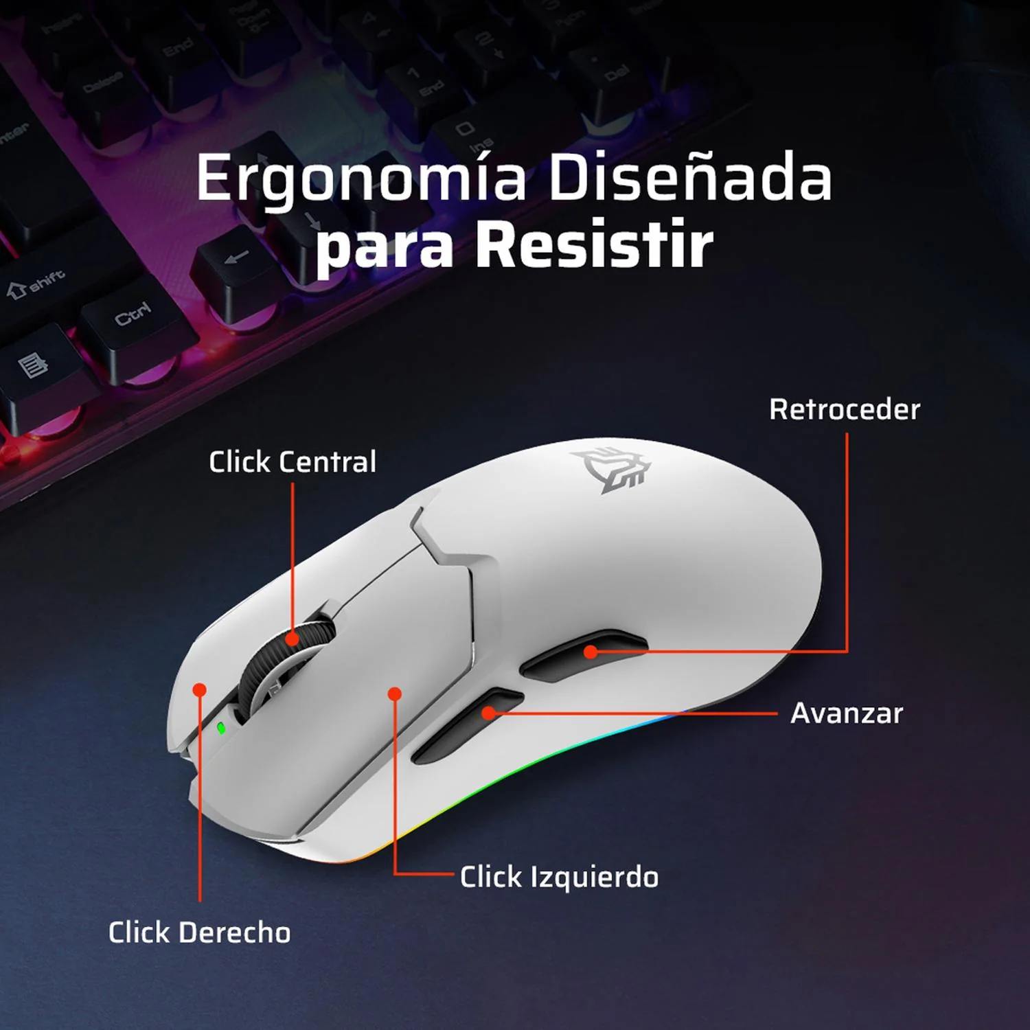 Mouse Gamer BALAM RUSH DRIFT PRO MG7 26000dpi 5 Botones Inalambrico 2.4GHz BT 5.3 Blanco BR-938532 Mayor precisión y control en el juego - Image 2