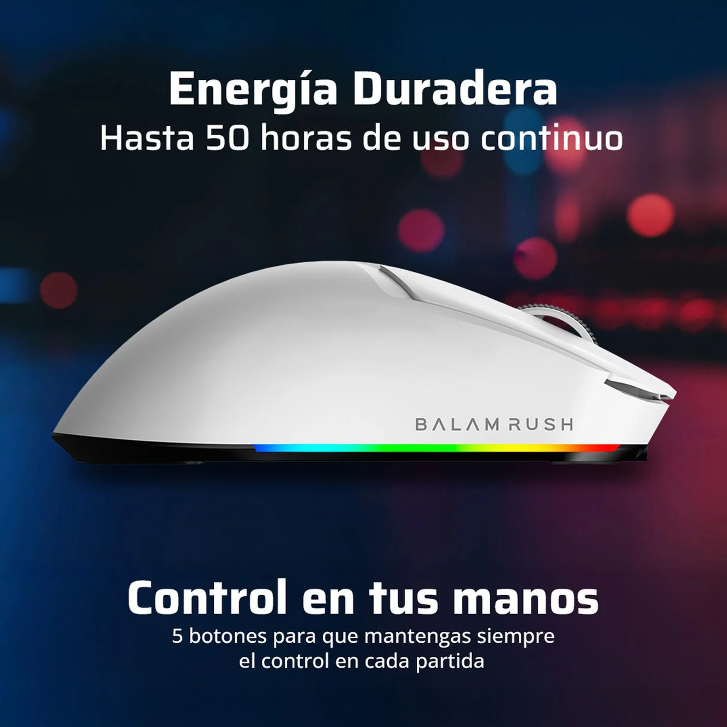 Mouse Gamer BALAM RUSH DRIFT PRO MG7 26000dpi 5 Botones Inalambrico 2.4GHz BT 5.3 Blanco BR-938532 Mayor precisión y control en el juego - Image 3