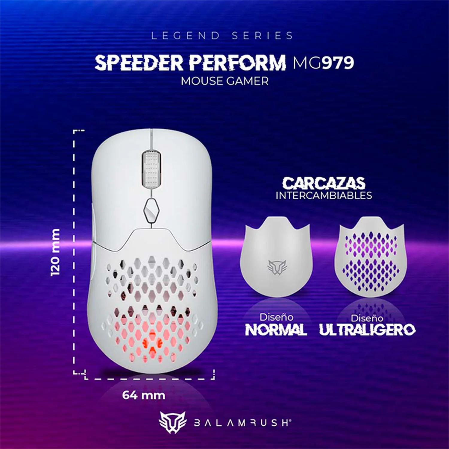 Mouse Gamer BALAM RUSH SPEEDER PERFORM MG979 10000dpi Inalambrico Blanco BR-936859 - Image 5