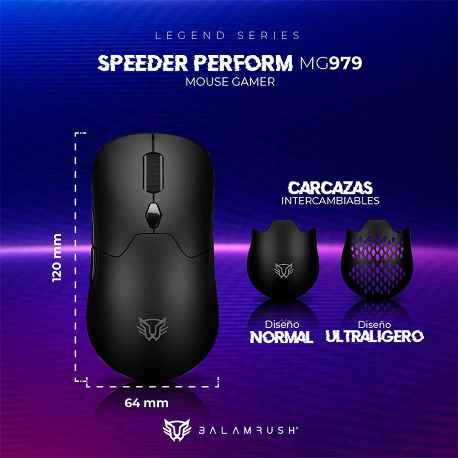 Mouse Gamer BALAM RUSH SPEEDER PERFORM MG979 10000dpi Inalambrico Negro BR-936842 - Image 4