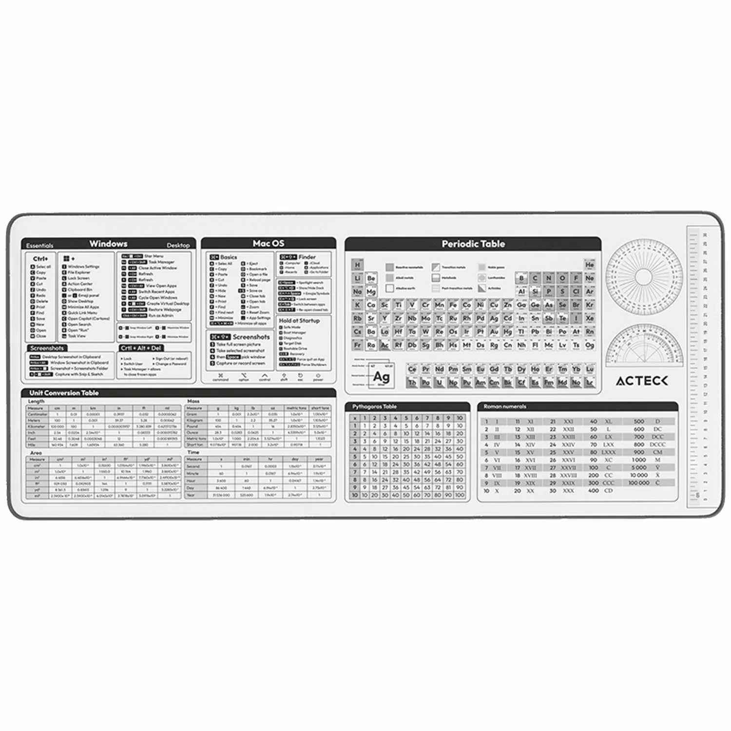 Mouse Pad ACTECK VIBE FLOW TOOLS MT494H Diseño Algebraico Blanco AC-941082