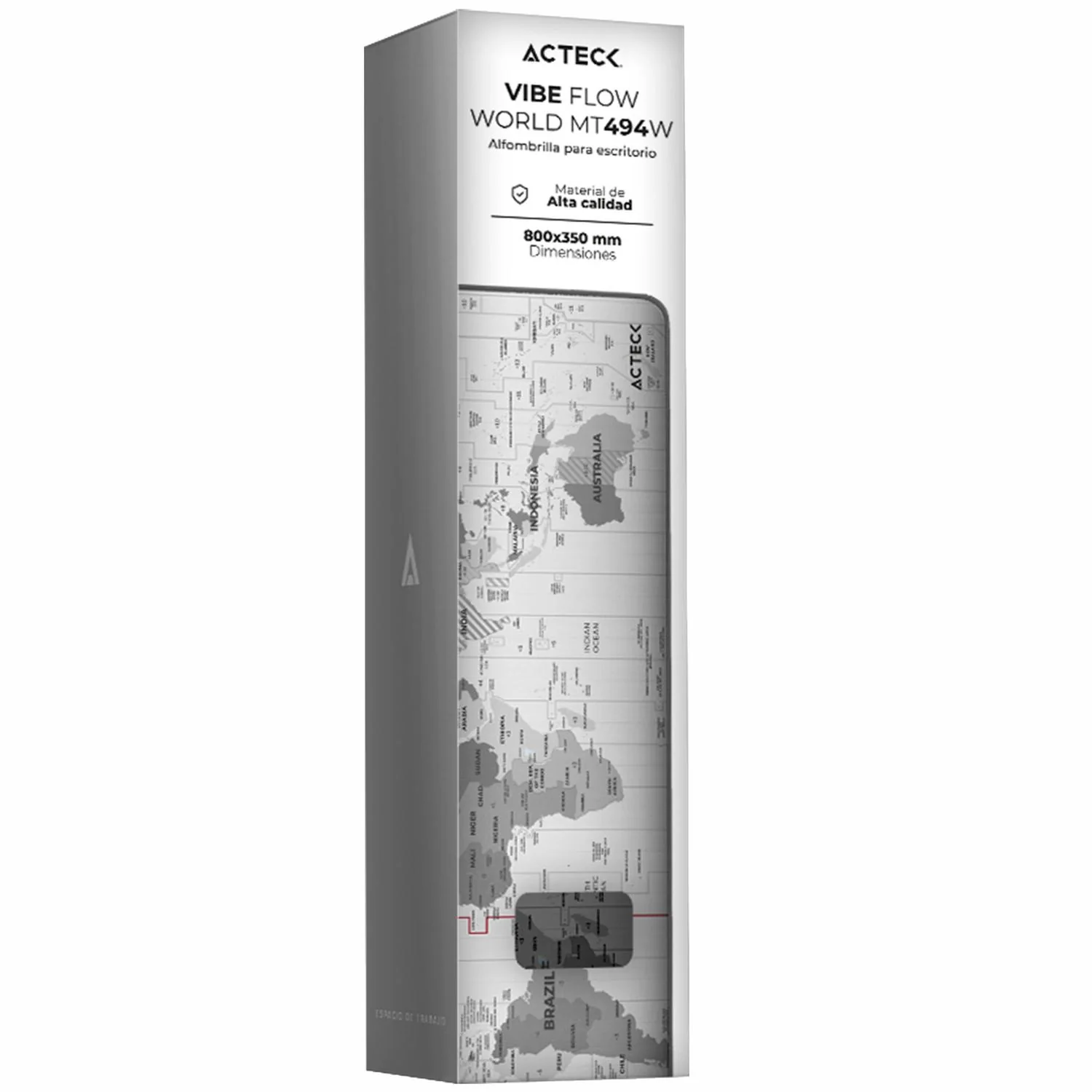 Mouse Pad ACTECK VIBE FLOW WORLD MT494W Diseño Mapa Gris AC-941044 - Image 4