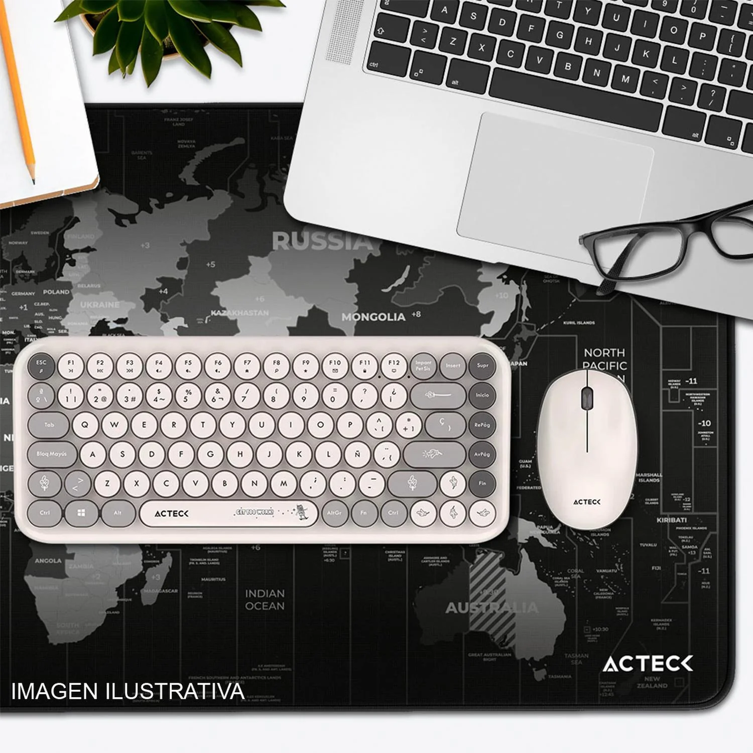 Mouse Pad ACTECK VIBE FLOW WORLD MT494W Diseño Mapa Negro AC-941037 - Image 4