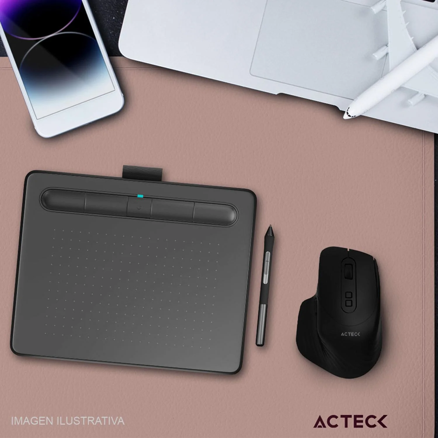 Mouse Pad ACTECK VIBE LEATHER TP676L Doble Vista Diseño Liso Rosa/Lila AC-941013 - Image 4