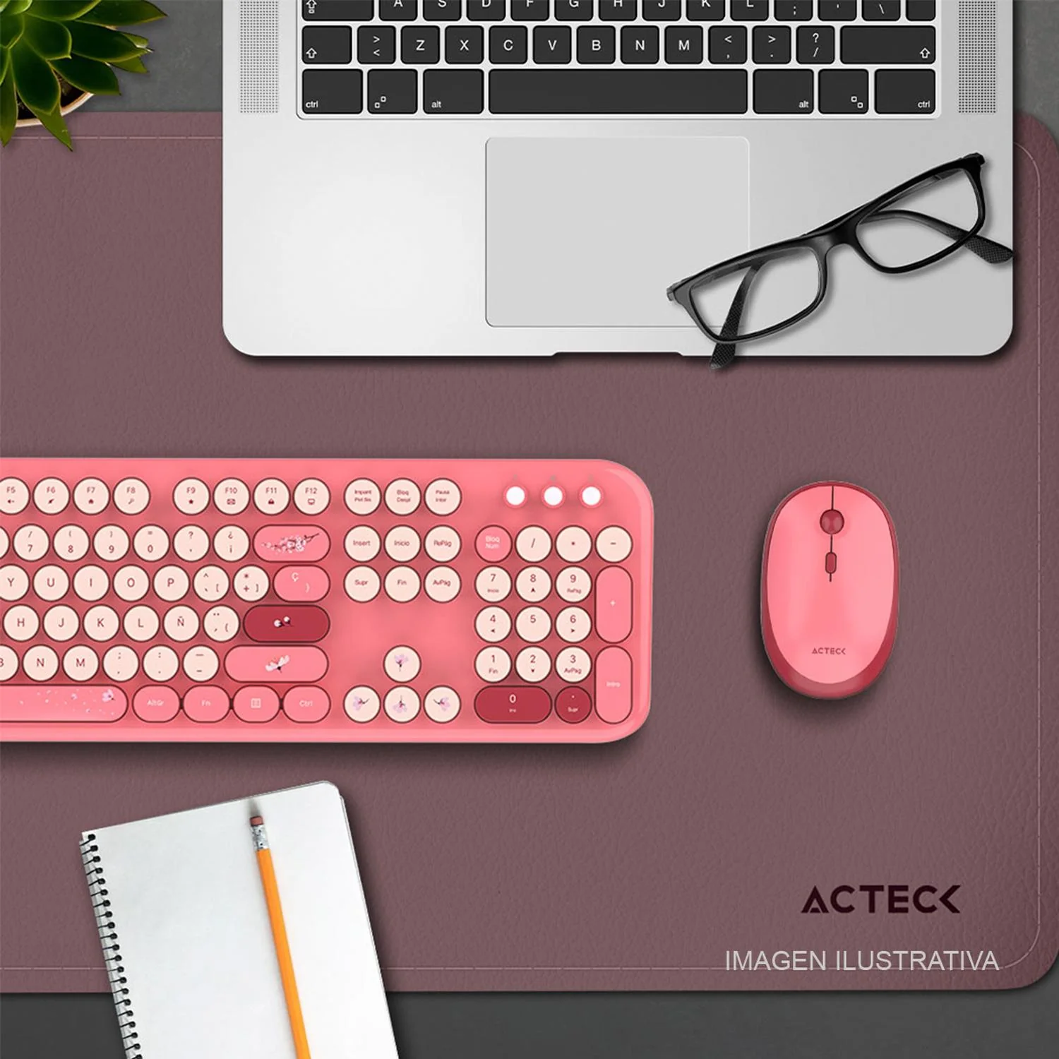 Mouse Pad ACTECK VIBE LEATHER TP676L Doble Vista Diseño Liso Rosa/Lila AC-941013 - Image 5