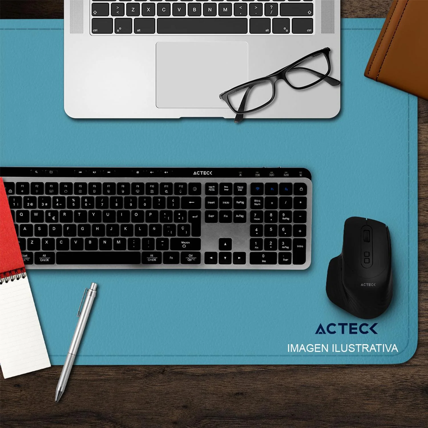 Mouse Pad ACTECK VIBE LEATHER TP676L Doble Vista Diseño Liso Verde/Azul AC-941020 - Image 4