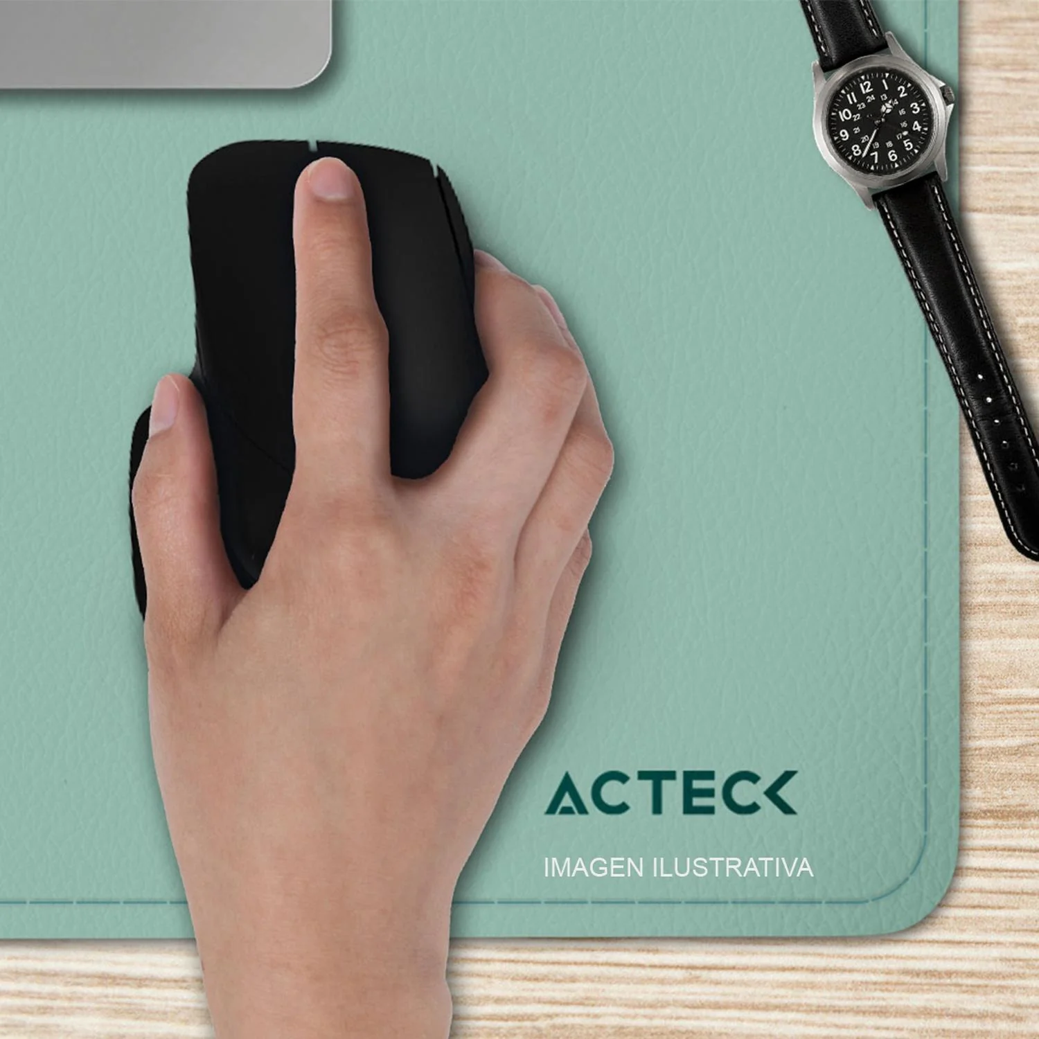 Mouse Pad ACTECK VIBE LEATHER TP676L Doble Vista Diseño Liso Verde/Azul AC-941020 - Image 5