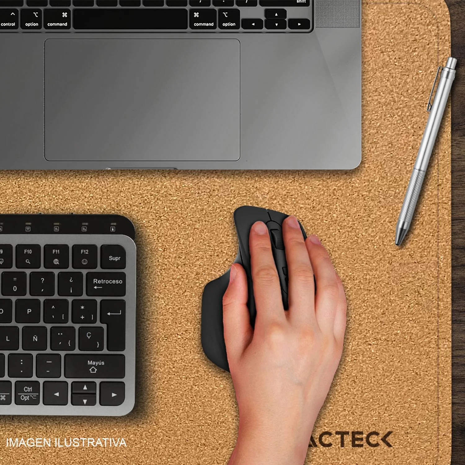 Mouse Pad ACTECK VIBE LEATHER TP676LC Doble Vista Diseño Liso Camel/Cafe AC-940993 - Image 5