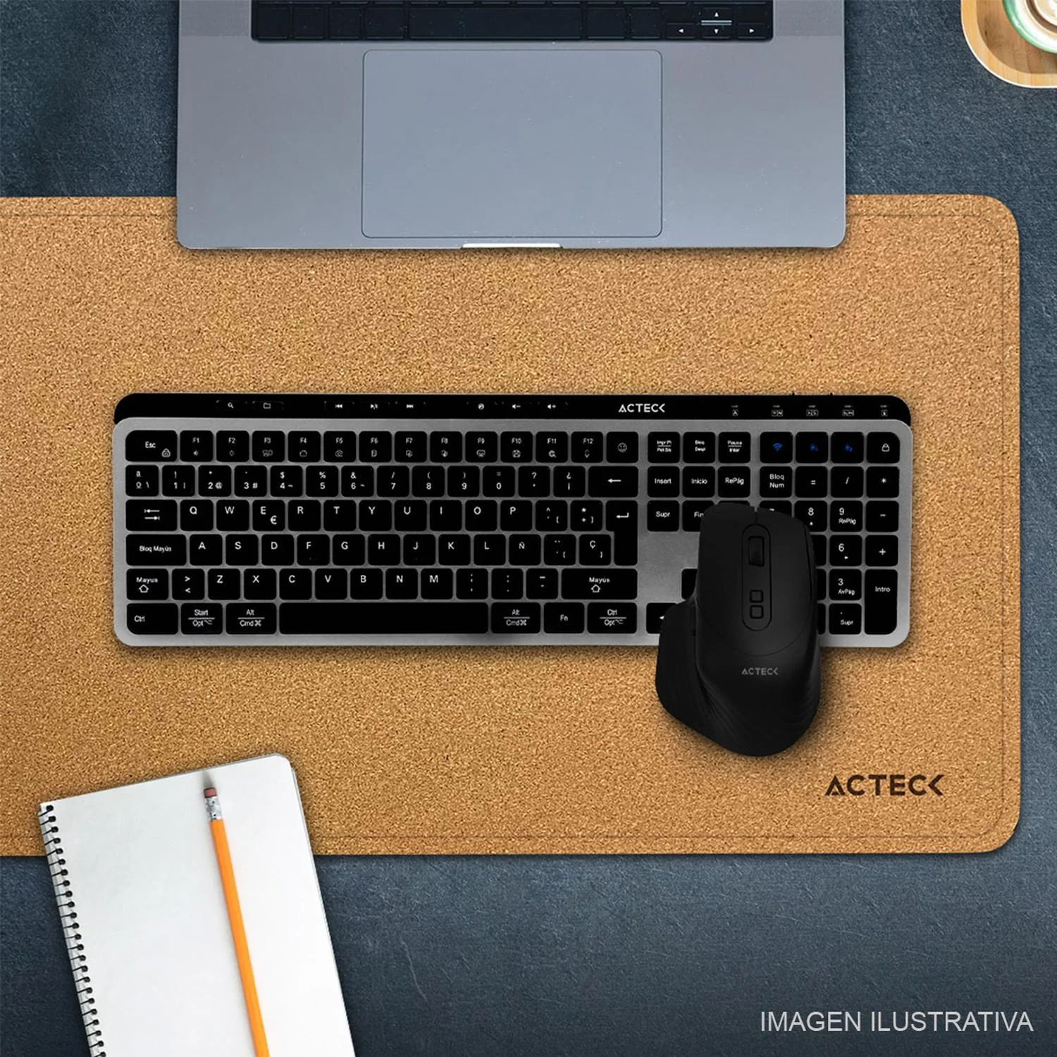 Mouse Pad ACTECK VIBE LEATHER TP676LC Doble Vista Diseño Liso Negro/Cafe AC-940986 - Image 4