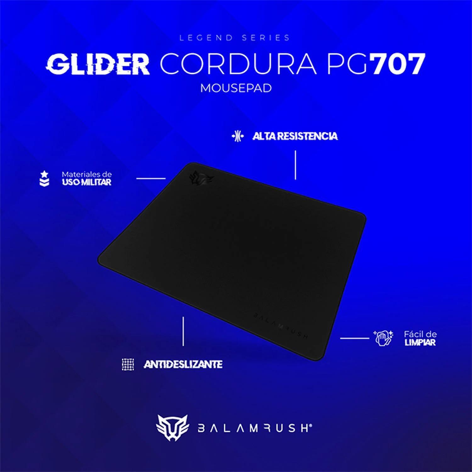 Mouse Pad Gamer BALAM RUSH GLIDER CORDURA PG707 Chico Negro BR-937481 - Image 5
