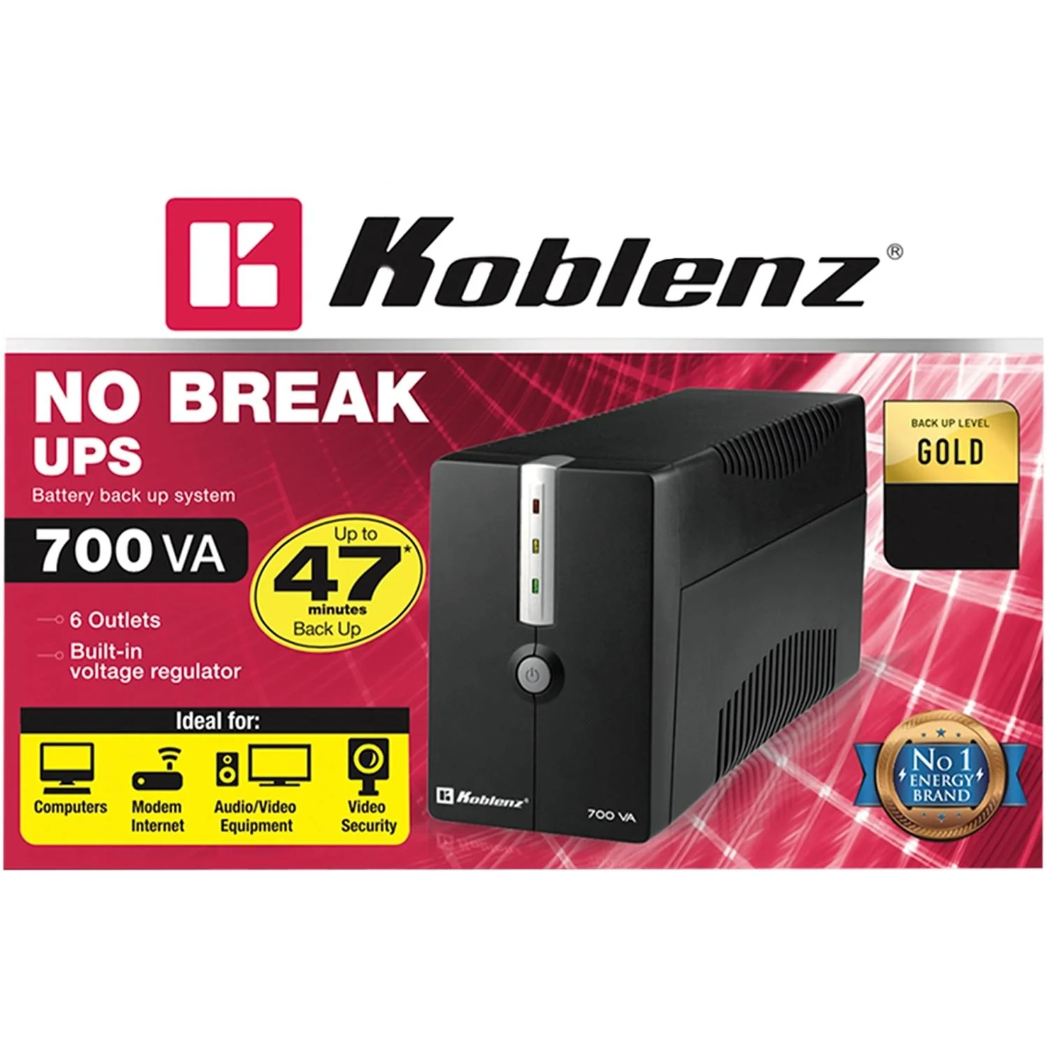No Break KOBLENZ 7016 USB/R 700VA 360W 6 Contactos 25 Minutos 00-4206-9 - Image 5
