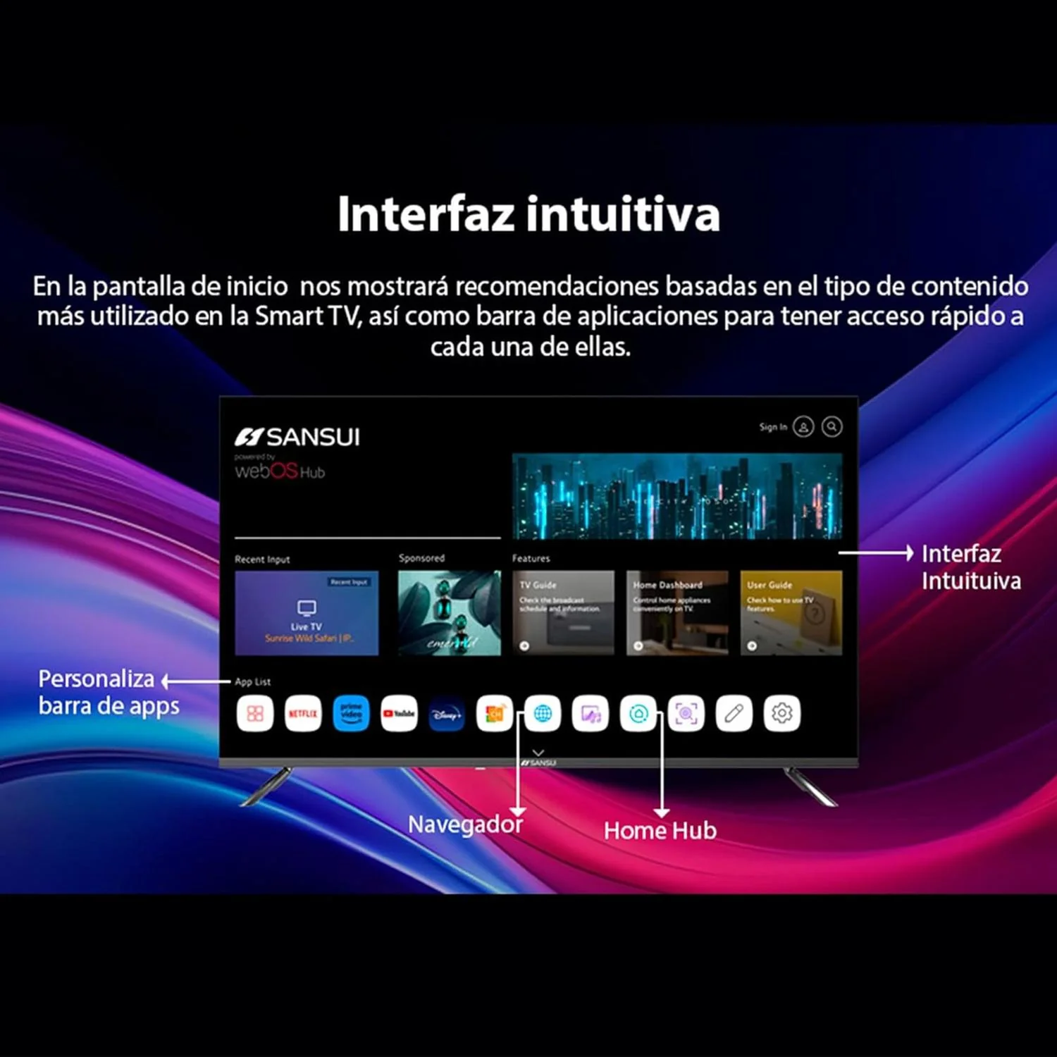 Pantalla Smart TV 50 pulgadas SANSUI 4K Ultra HD LED WebOS TV SMX50VAUW - Image 5