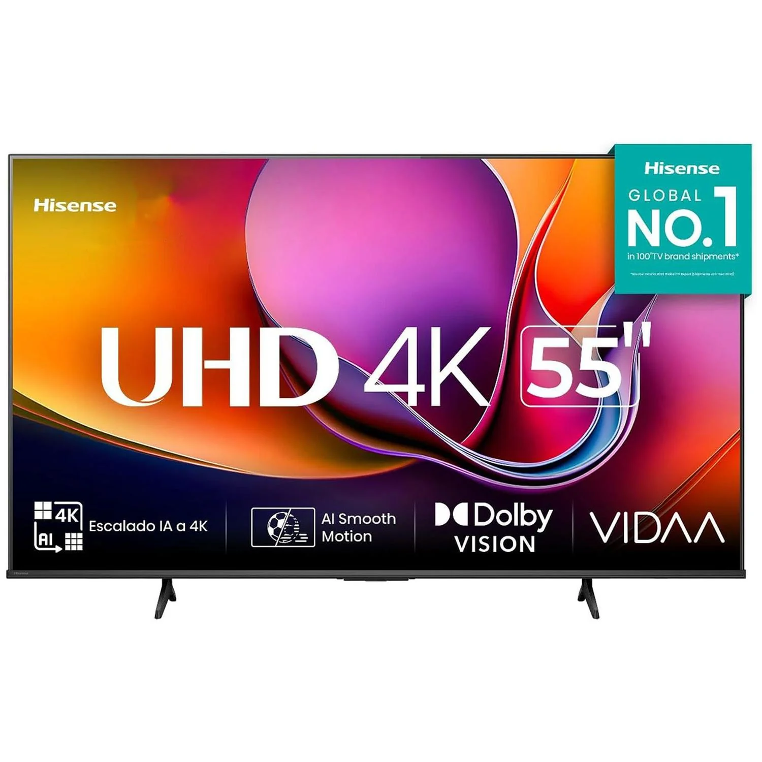 Pantalla Smart TV 55 pulgadas HISENSE LED 4K Ultra HD HD Vidaa TV HDMI USB 55A65NV
