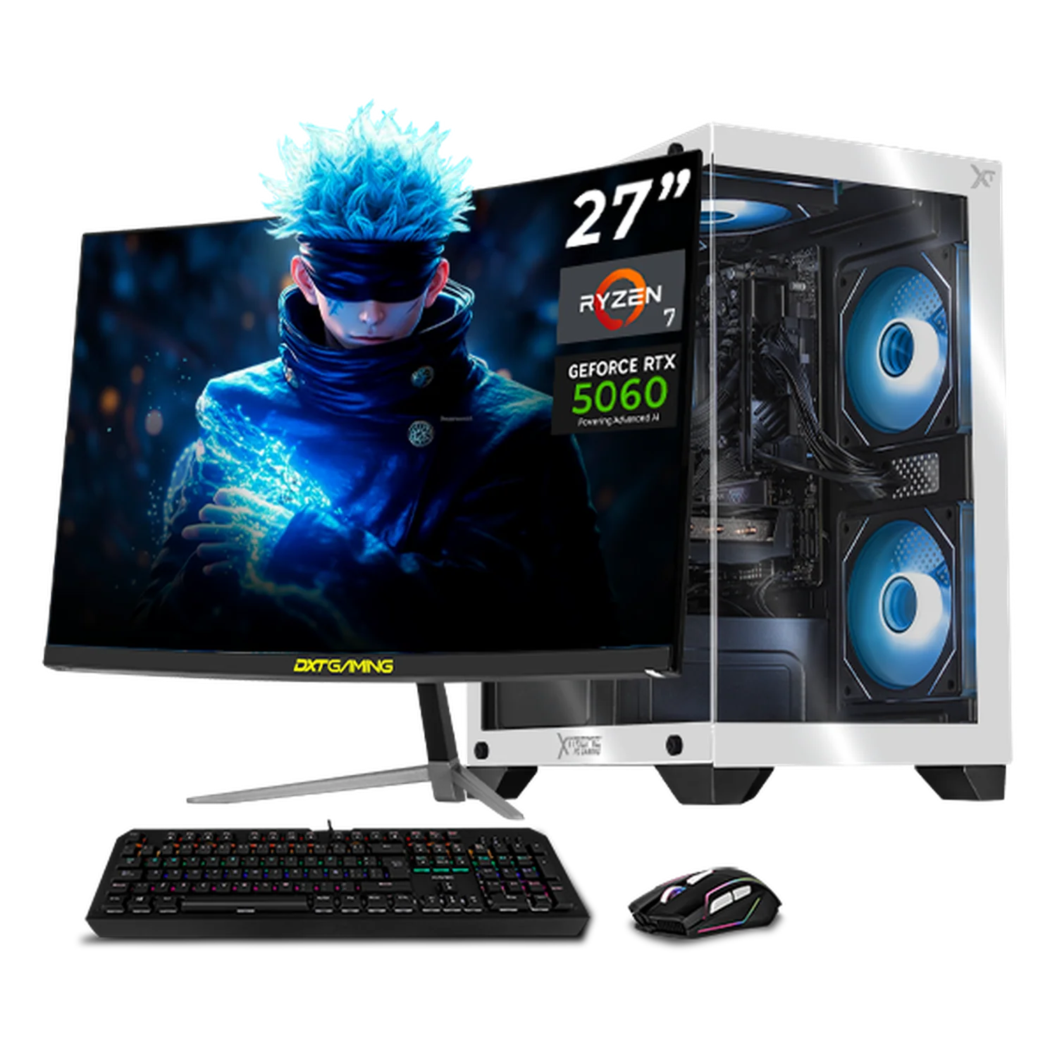 PC Gamer Completa Xtreme PC Gaming NVIDIA GeForce RTX 5060 AMD Ryzen 7 5700 16GB SSD 1TB Monitor Curvo 27 180Hz Sistema Liquido WIFI Black/White gaming 1080p, estudios y multitarea