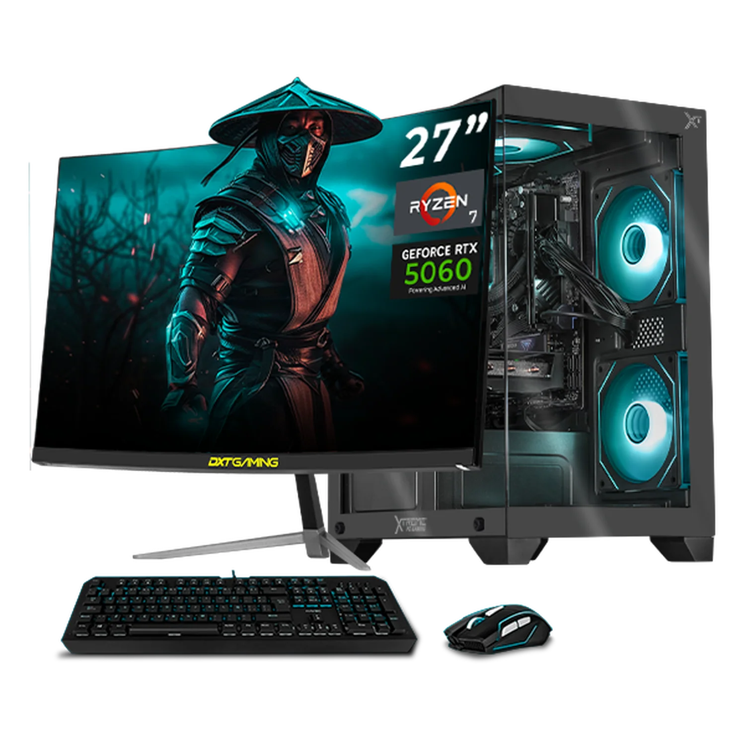 PC Gamer Completa Xtreme PC Gaming NVIDIA GeForce RTX 5060 AMD Ryzen 7 5700 16GB SSD 1TB Monitor Curvo 27 180Hz Sistema Liquido WIFI Grey gaming 1080p, estudios y multitarea