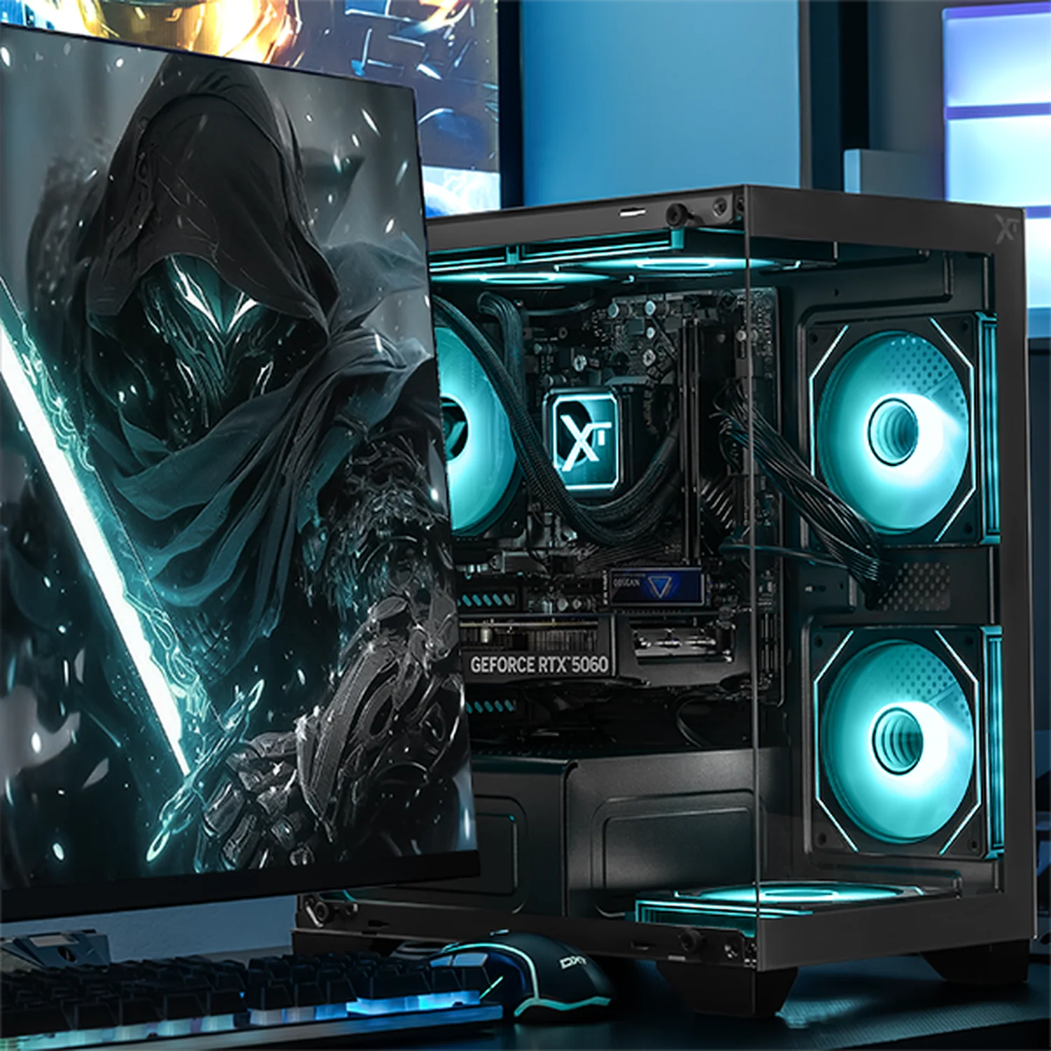 PC Gamer Completa Xtreme PC Gaming NVIDIA GeForce RTX 5060 AMD Ryzen 7 5700 16GB SSD 1TB Monitor Curvo 27 180Hz Sistema Liquido WIFI Grey gaming 1080p, estudios y multitarea - Image 6