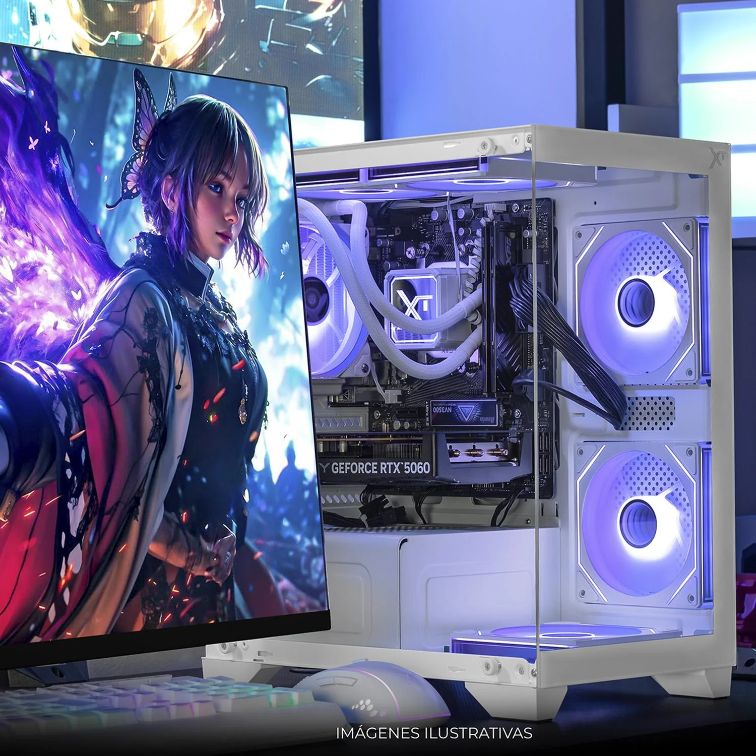 PC Gamer Completa Xtreme PC Gaming NVIDIA GeForce RTX 5060 AMD Ryzen 7 5700 16GB SSD 1TB Monitor Curvo 27 180Hz Sistema Liquido WIFI White gaming 1080p, estudios y multitarea - Image 6