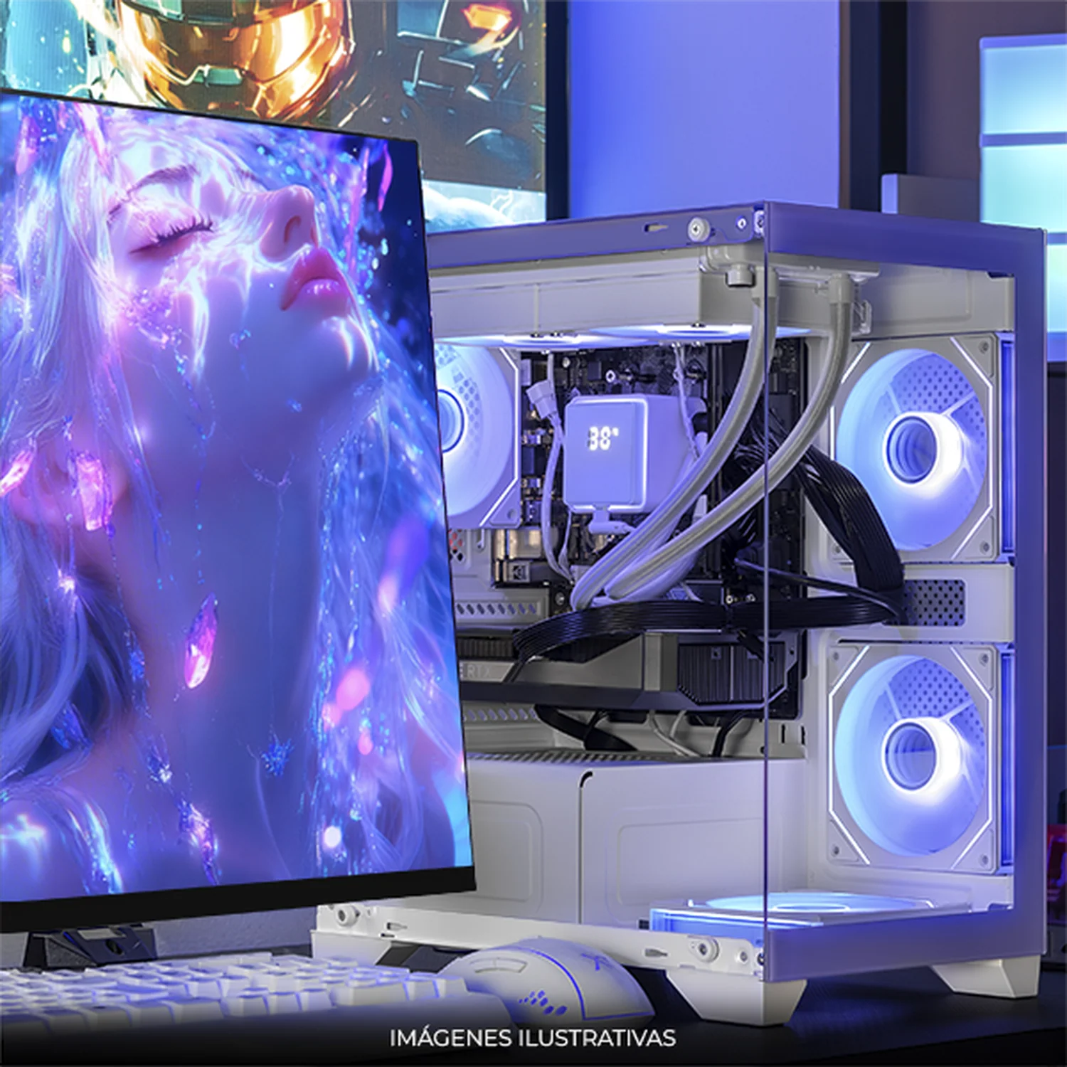 PC Gamer Completa con IA Xtreme PC Gaming NVIDIA GeForce RTX 5060 Ti AMD Ryzen 7 5700X 32GB SSD 1TB Monitor Curvo 27 180Hz Sistema Liquido WIFI Lila gaming 1080p, estudios y multitarea - Image 6
