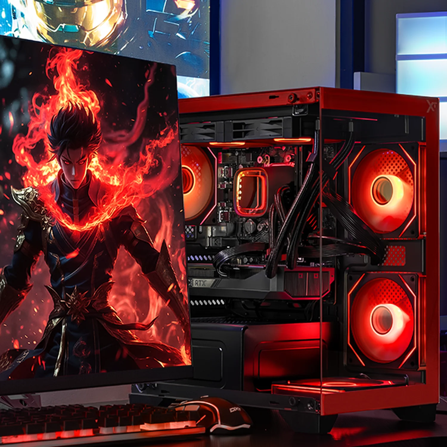 PC Gamer Completa con IA Xtreme PC Gaming NVIDIA GeForce RTX 5060 Ti AMD Ryzen 7 5700X 32GB SSD 1TB Monitor Curvo 27 180Hz Sistema Liquido WIFI Red gaming 1080p, estudios y multitarea - Image 6