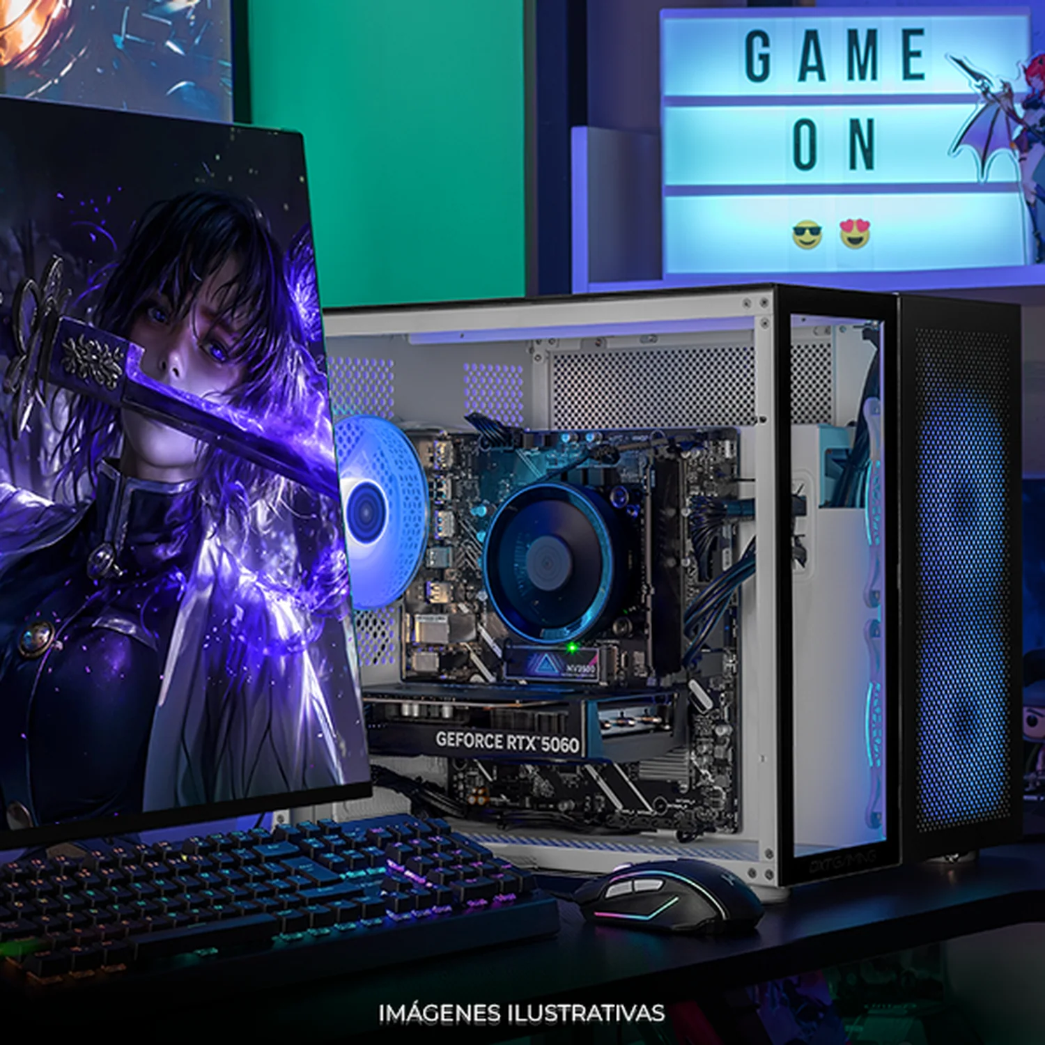 PC Gamer Completa IA DXT GAMING NVIDIA GeForce RTX 5060 Intel Core Ultra 5 225F 16GB DDR5 SSD 1TB Monitor Curvo 23.8 180Hz WIFI Silver Productividad Versátil Acelerada con IA - Image 6